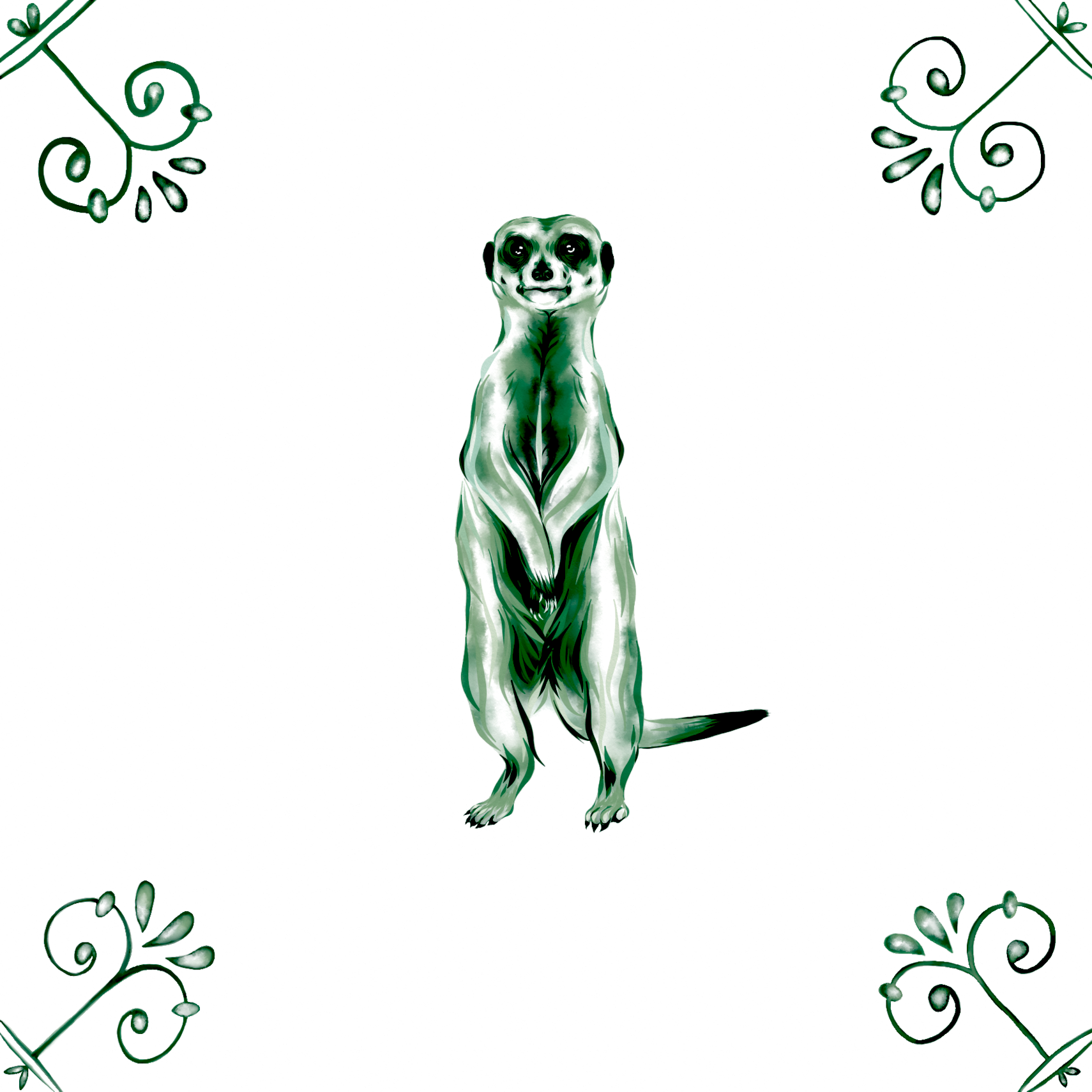 Delft Blue Ceramic Tile- Meerkat︱Bathroom Tile, Splashback, Kitchen Tiles, Modern Dutch Style