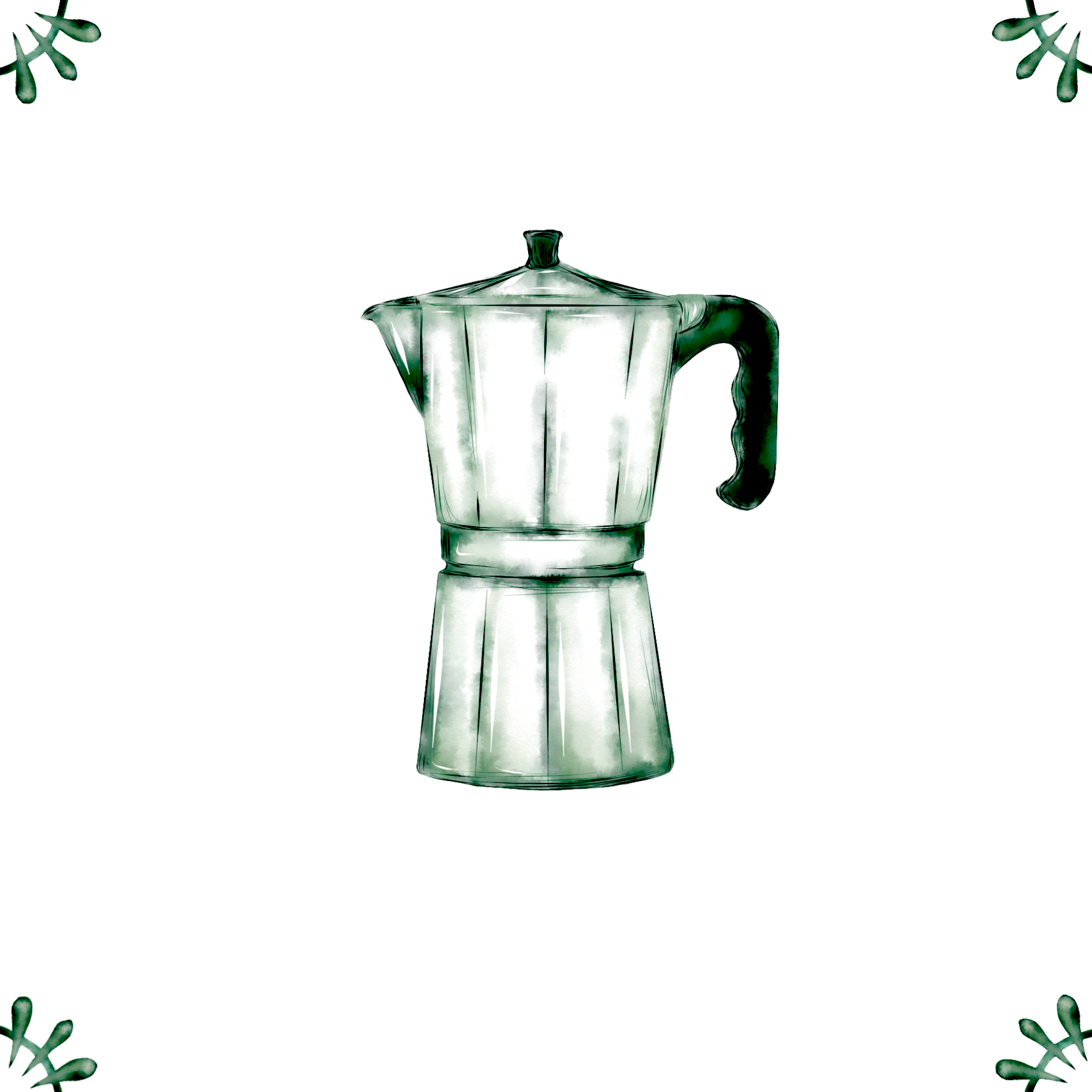 Delft Blue Ceramic Tile- Mocha Pot / Espresso Maker︱Bathroom Tile, Splashback, Kitchen Tiles, Modern Dutch Style