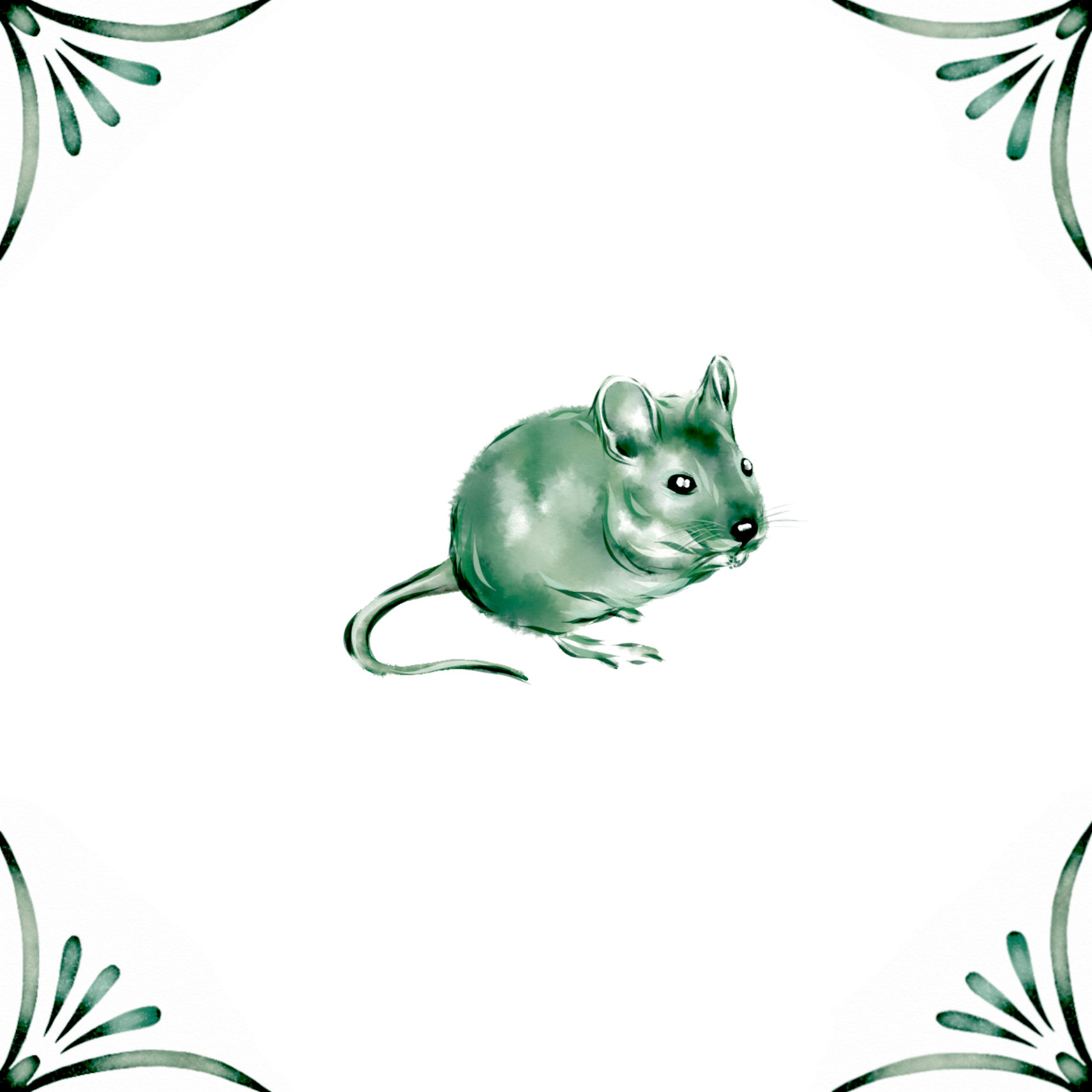Delft Blue Ceramic Tile- Mouse︱Bathroom Tile, Splashback, Kitchen Tiles, Modern Dutch Style