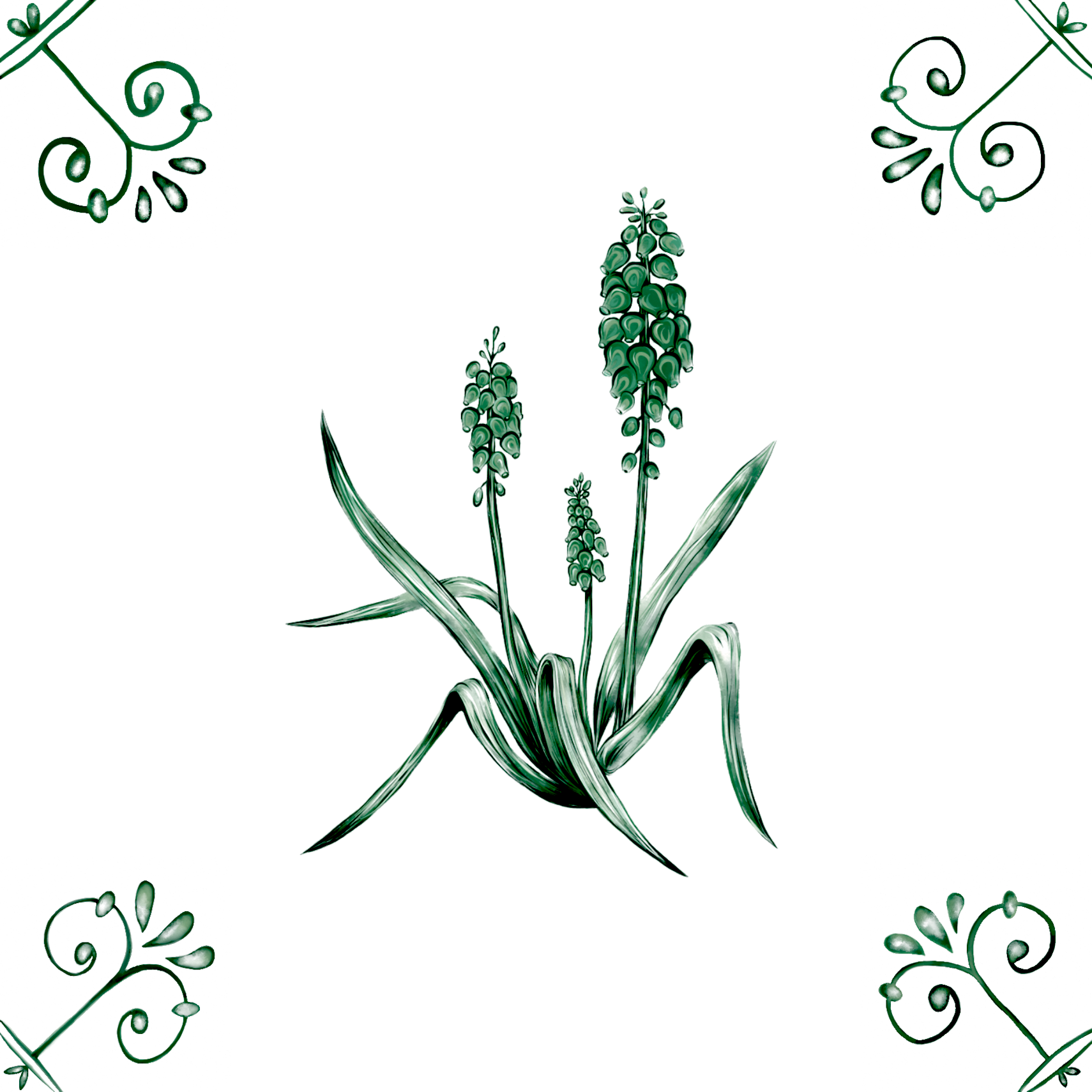Delft Blue Ceramic Tile- Muscari︱Bathroom Tile, Splashback, Kitchen Tiles, Modern Dutch Style