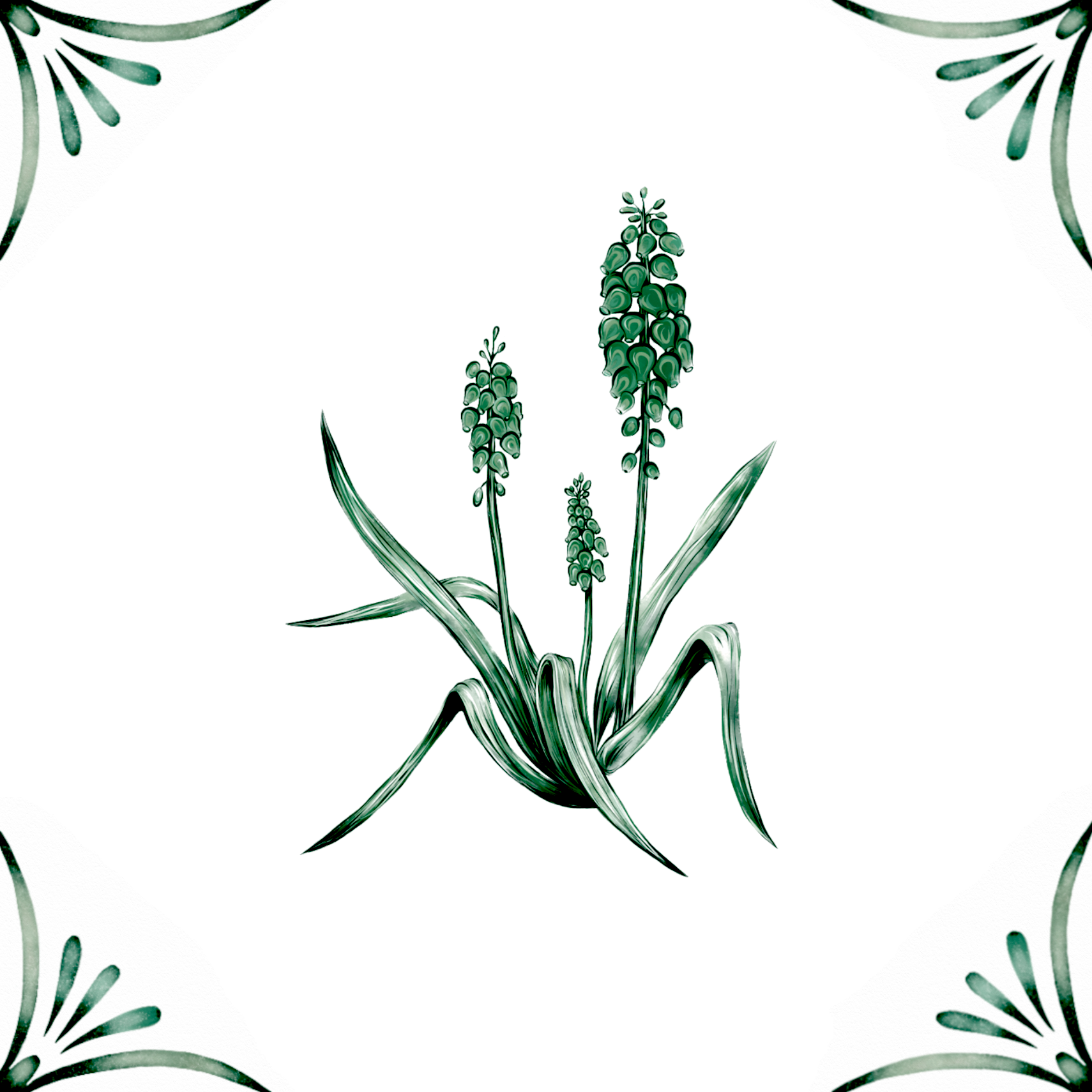Delft Blue Ceramic Tile- Muscari︱Bathroom Tile, Splashback, Kitchen Tiles, Modern Dutch Style