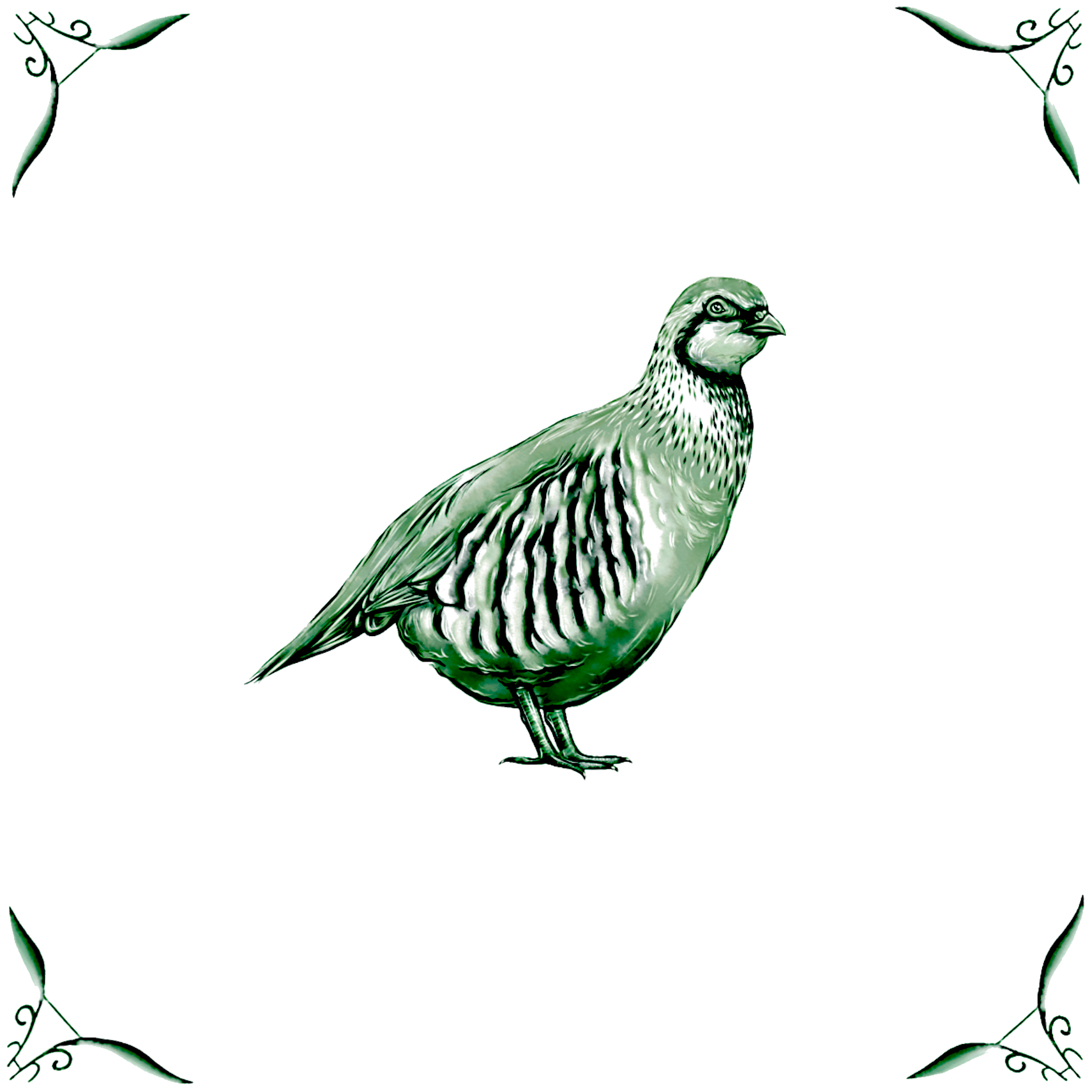 Delft Blue Ceramic Tile- Detailed Partridge︱Bathroom Tile, Splashback, Kitchen Tiles, Modern Dutch Style