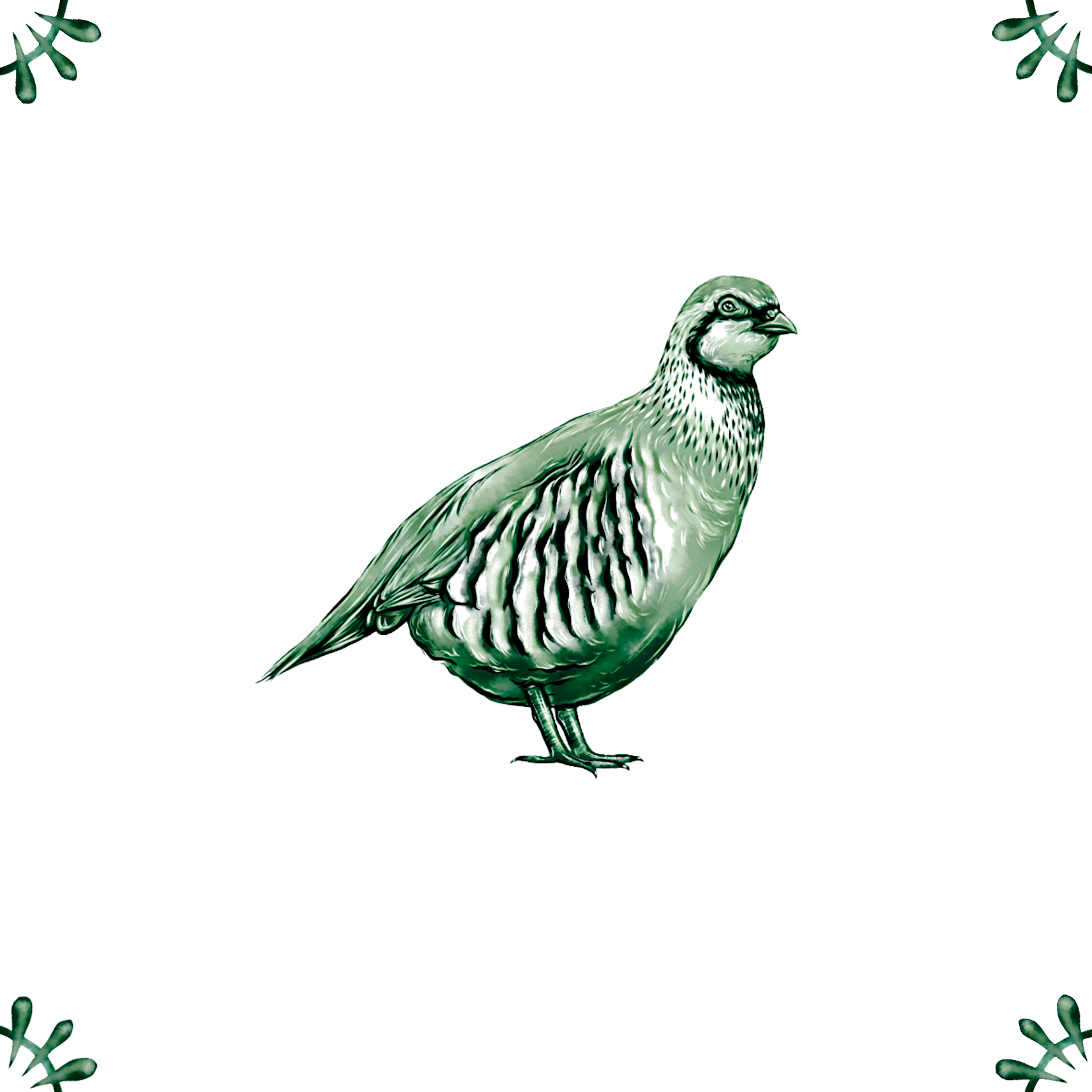 Delft Blue Ceramic Tile- Detailed Partridge︱Bathroom Tile, Splashback, Kitchen Tiles, Modern Dutch Style