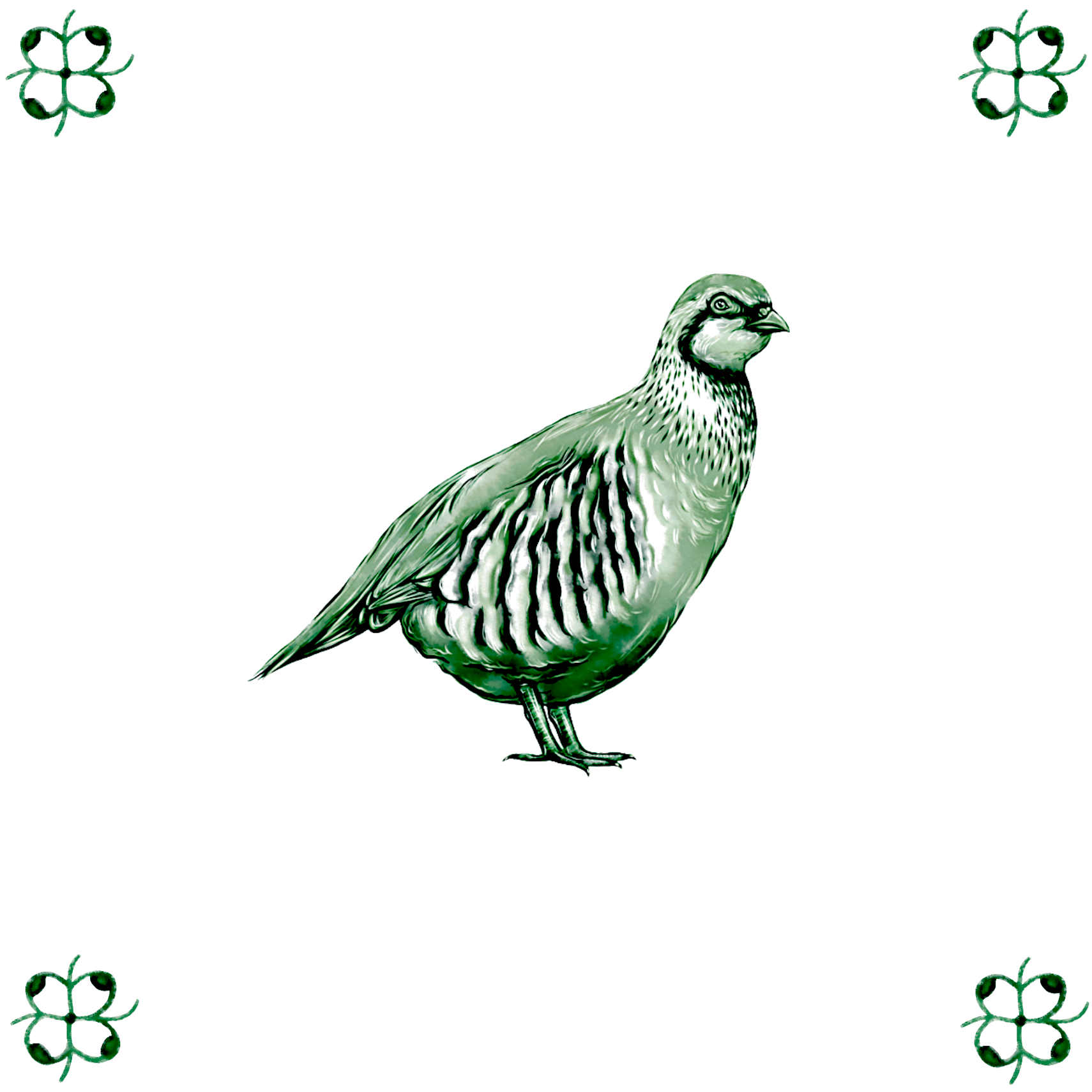 Delft Blue Ceramic Tile- Detailed Partridge︱Bathroom Tile, Splashback, Kitchen Tiles, Modern Dutch Style