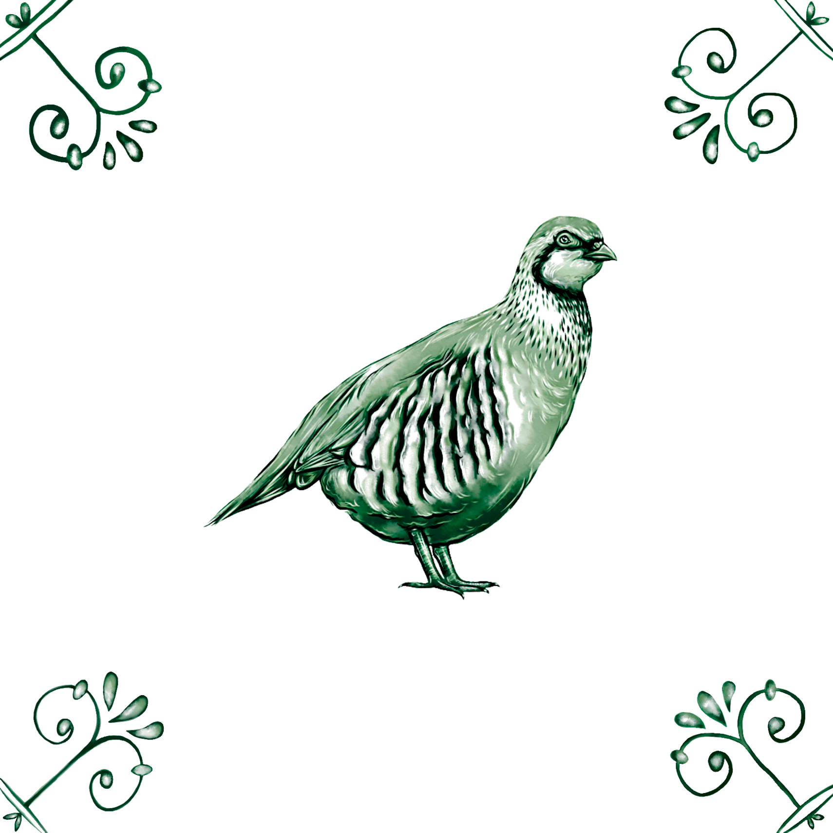 Delft Blue Ceramic Tile- Detailed Partridge︱Bathroom Tile, Splashback, Kitchen Tiles, Modern Dutch Style
