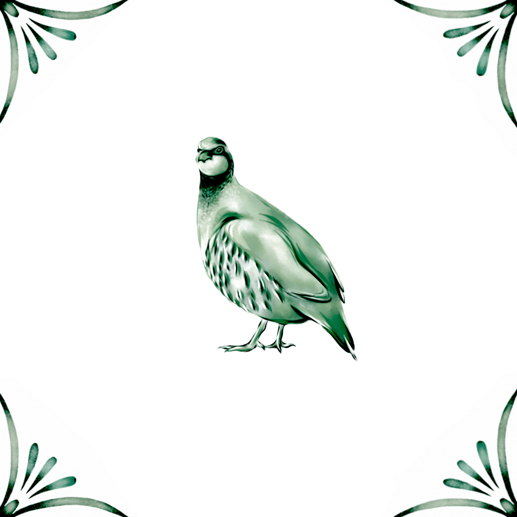 Delft Blue Ceramic Tile- Partridge︱Bathroom Tile, Splashback, Kitchen Tiles, Modern Dutch Style