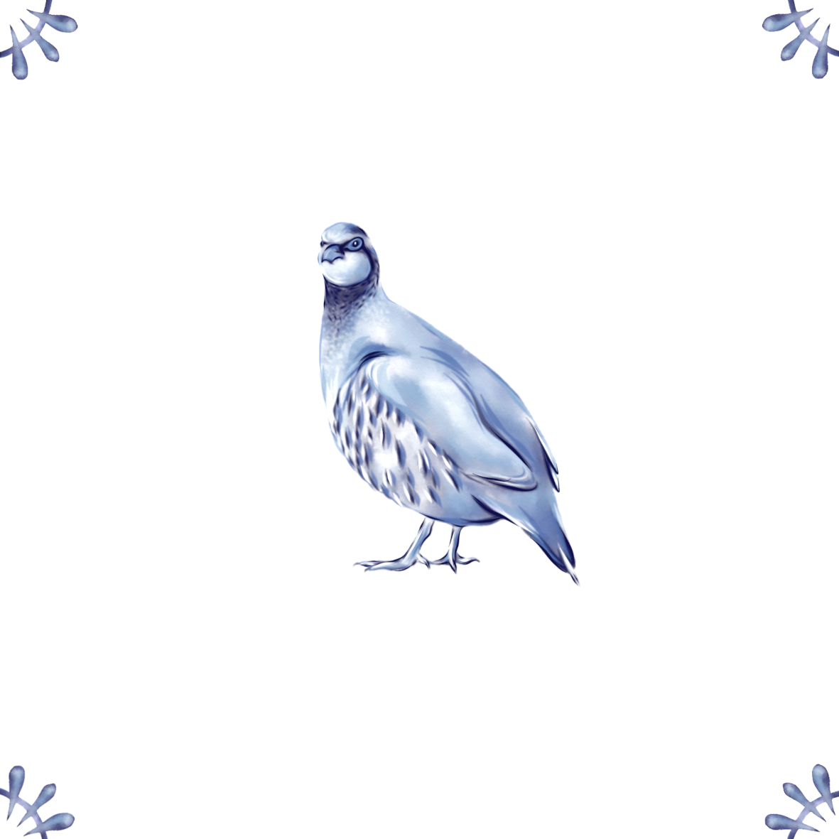 Delft Blue Ceramic Tile- Partridge︱Bathroom Tile, Splashback, Kitchen Tiles, Modern Dutch Style