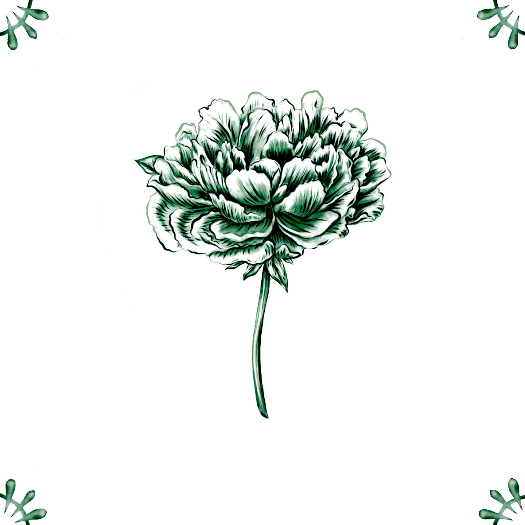 Delft Blue Ceramic Tile- Peony︱Bathroom Tile, Splashback, Kitchen Tiles, Modern Dutch Style