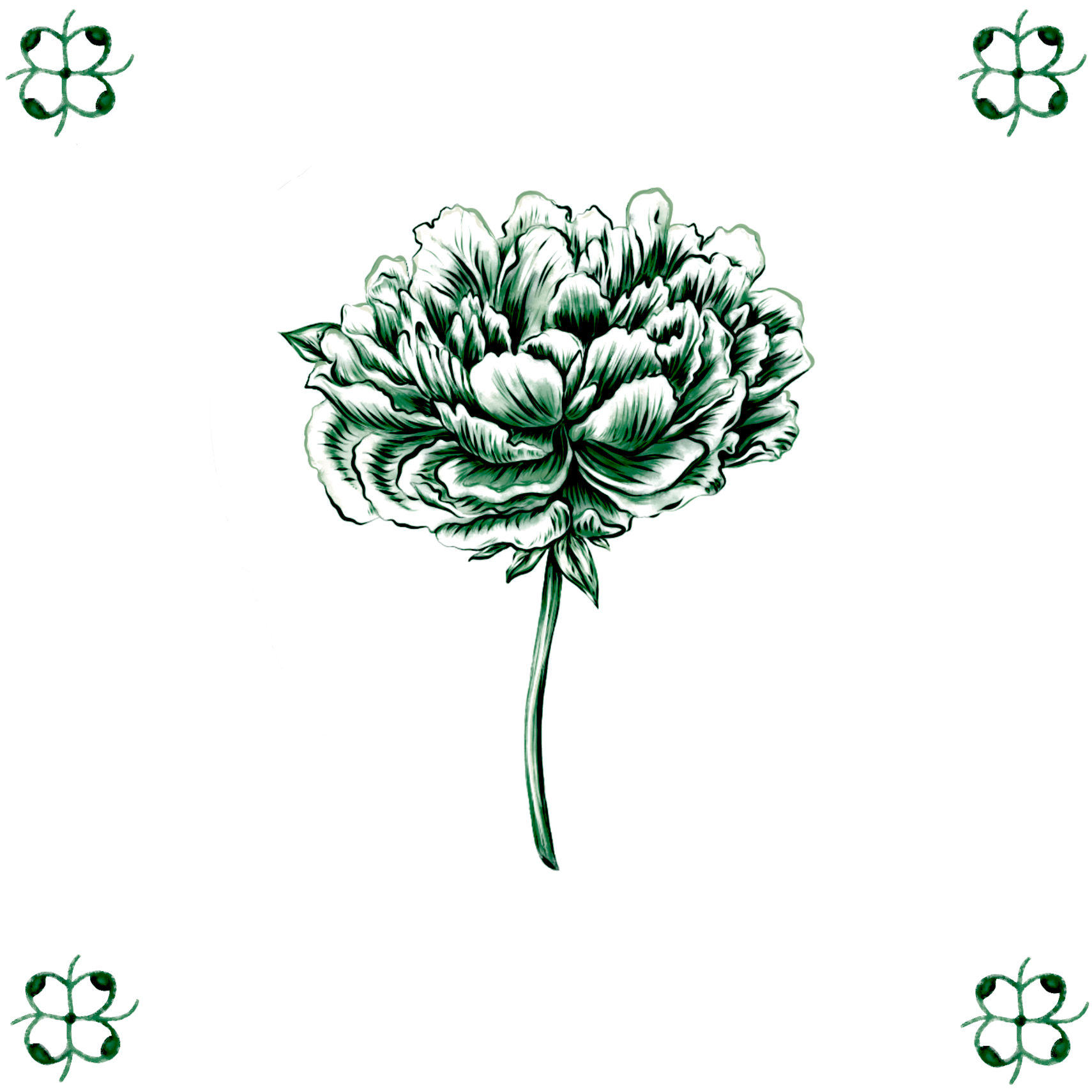 Delft Blue Ceramic Tile- Peony︱Bathroom Tile, Splashback, Kitchen Tiles, Modern Dutch Style