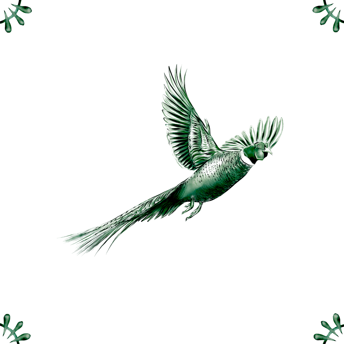 Delft Blue Ceramic Tile- Flying Pheasant︱Bathroom Tile, Splashback, Kitchen Tiles, Modern Dutch Style