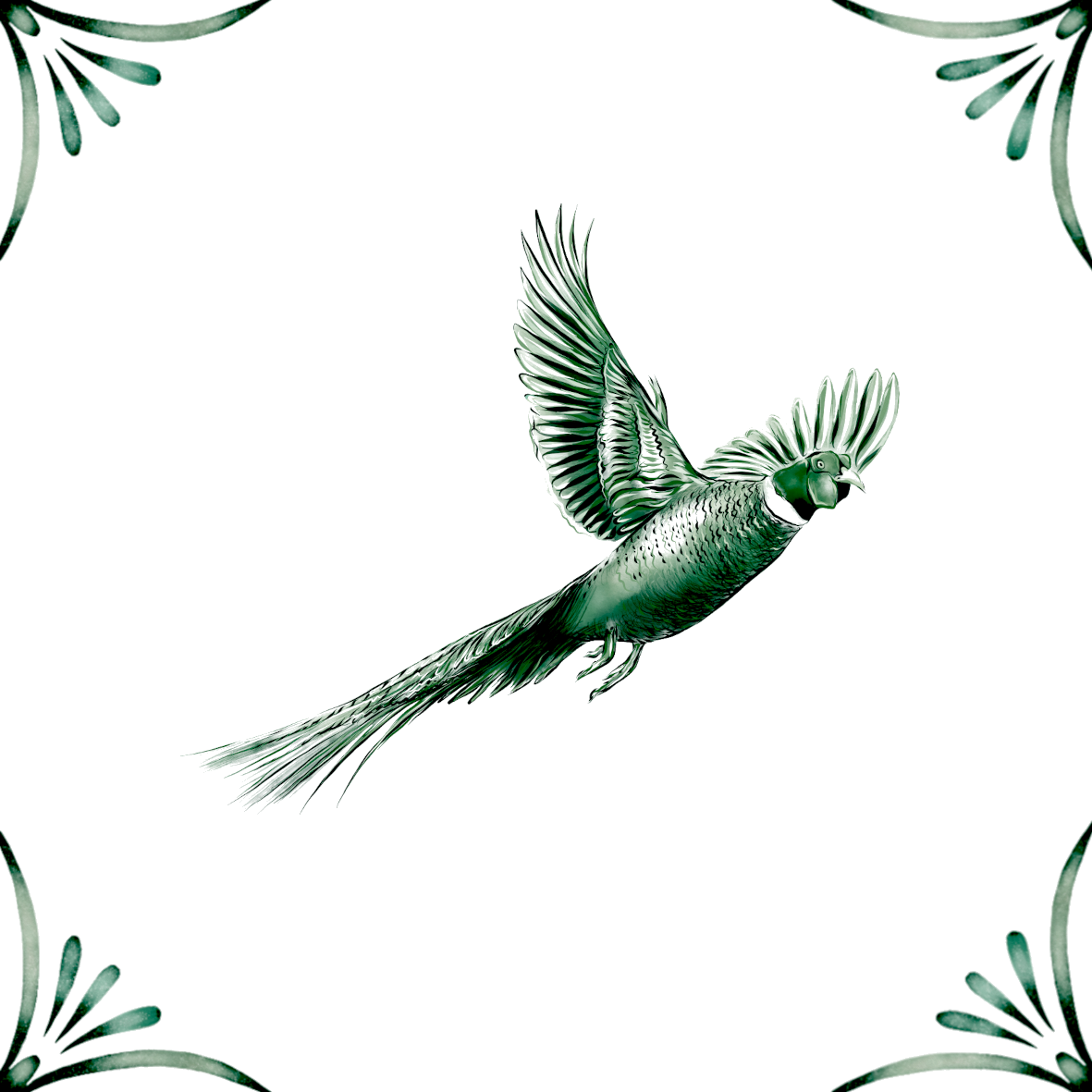 Delft Blue Ceramic Tile- Flying Pheasant︱Bathroom Tile, Splashback, Kitchen Tiles, Modern Dutch Style