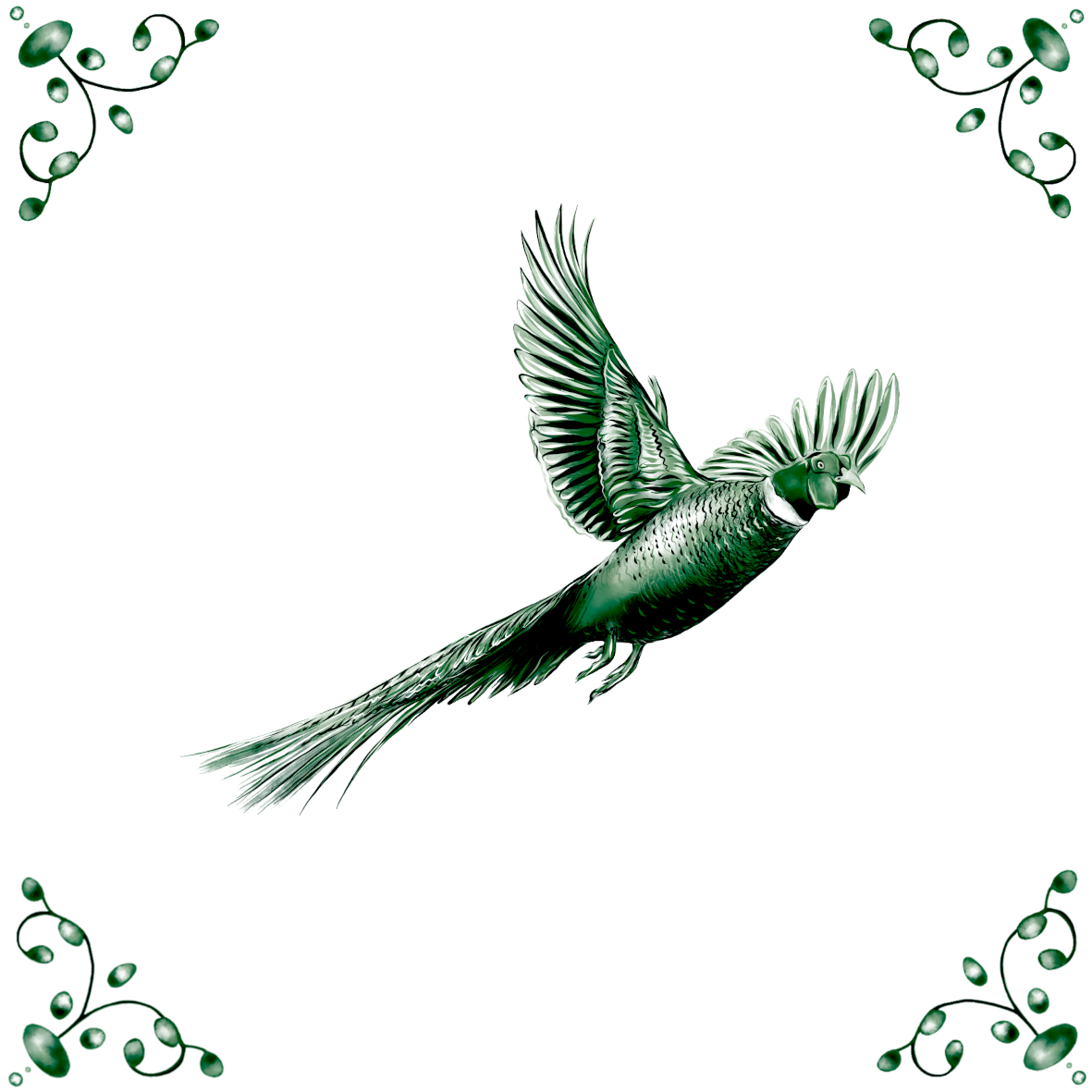 Delft Blue Ceramic Tile- Flying Pheasant︱Bathroom Tile, Splashback, Kitchen Tiles, Modern Dutch Style