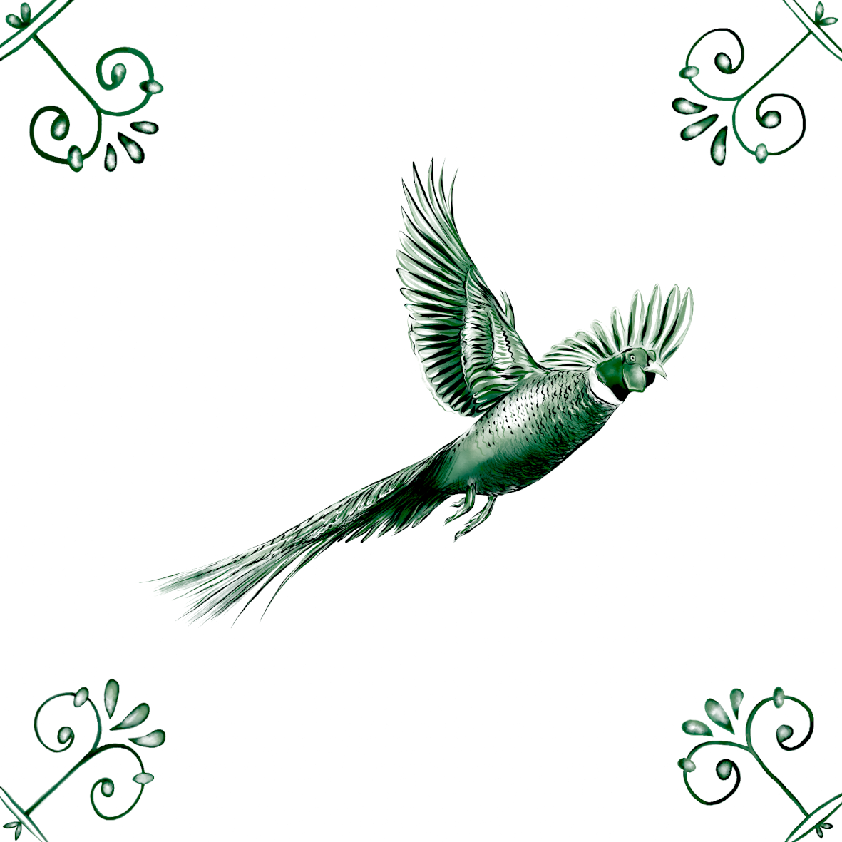 Delft Blue Ceramic Tile- Flying Pheasant︱Bathroom Tile, Splashback, Kitchen Tiles, Modern Dutch Style