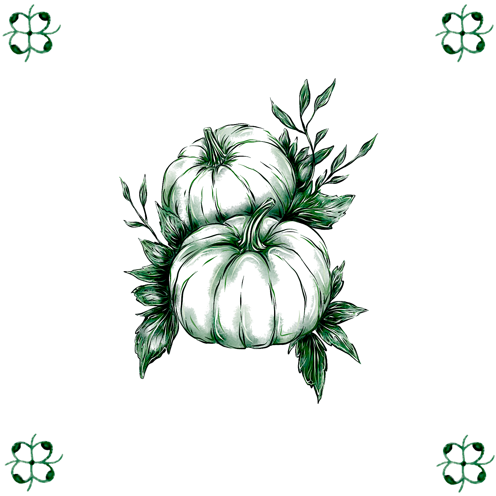 Delft Blue Ceramic Tile- Pumpkins︱Bathroom Tile, Splashback, Kitchen Tiles, Modern Dutch Style
