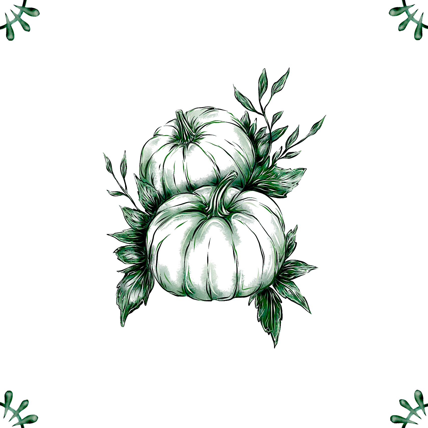 Delft Blue Ceramic Tile- Pumpkins︱Bathroom Tile, Splashback, Kitchen Tiles, Modern Dutch Style