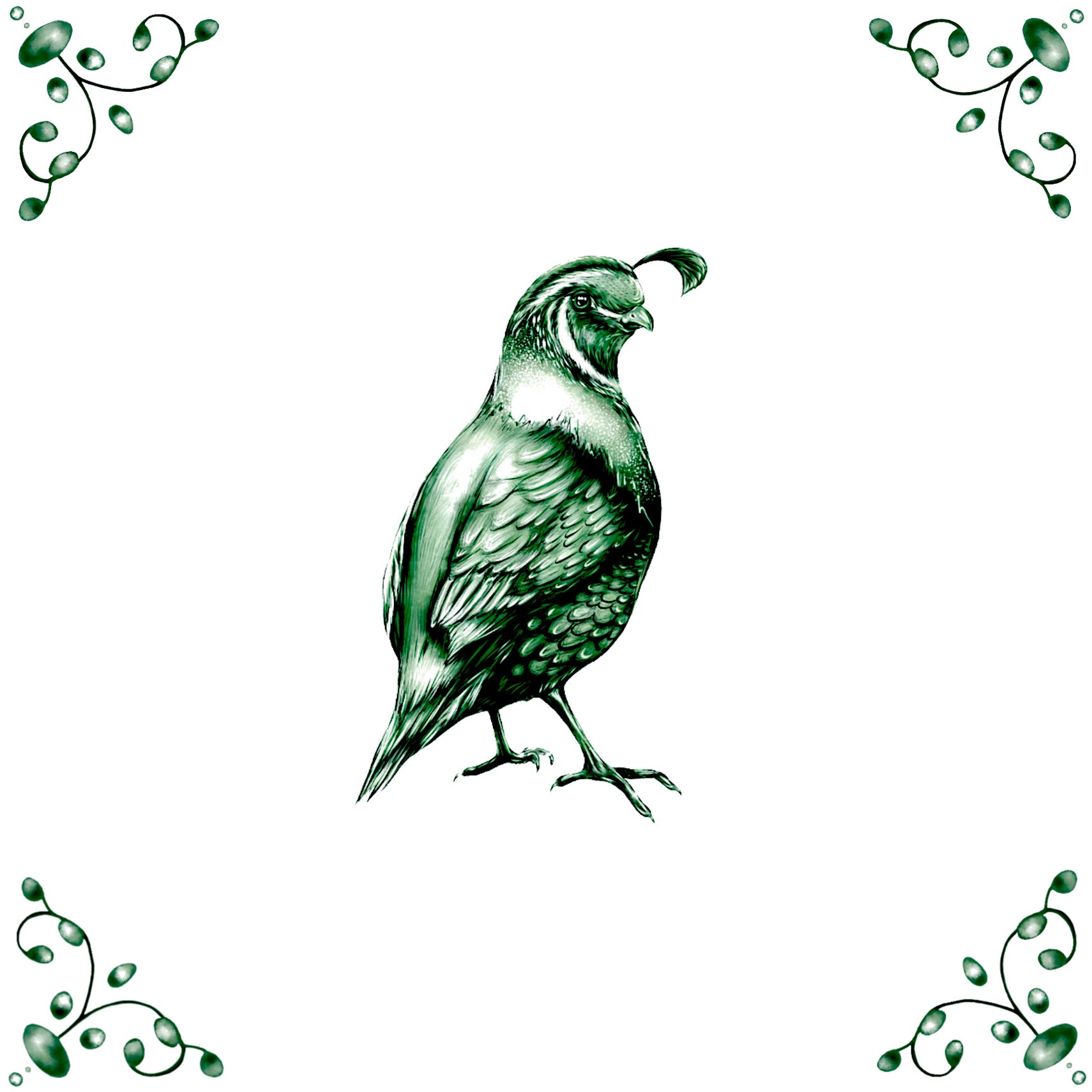 Delft Blue Ceramic Tile- Quail︱Bathroom Tile, Splashback, Kitchen Tiles, Modern Dutch Style