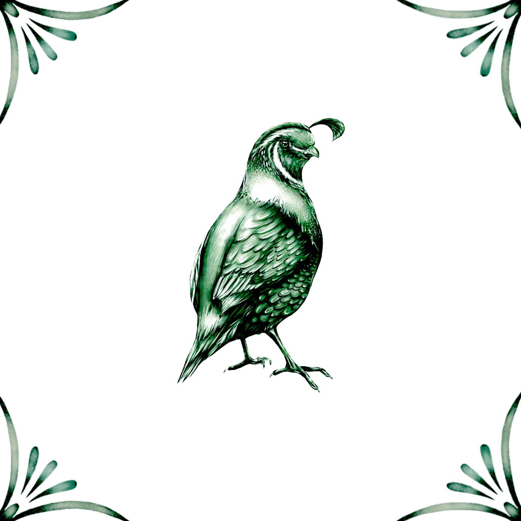 Delft Blue Ceramic Tile- Quail︱Bathroom Tile, Splashback, Kitchen Tiles, Modern Dutch Style