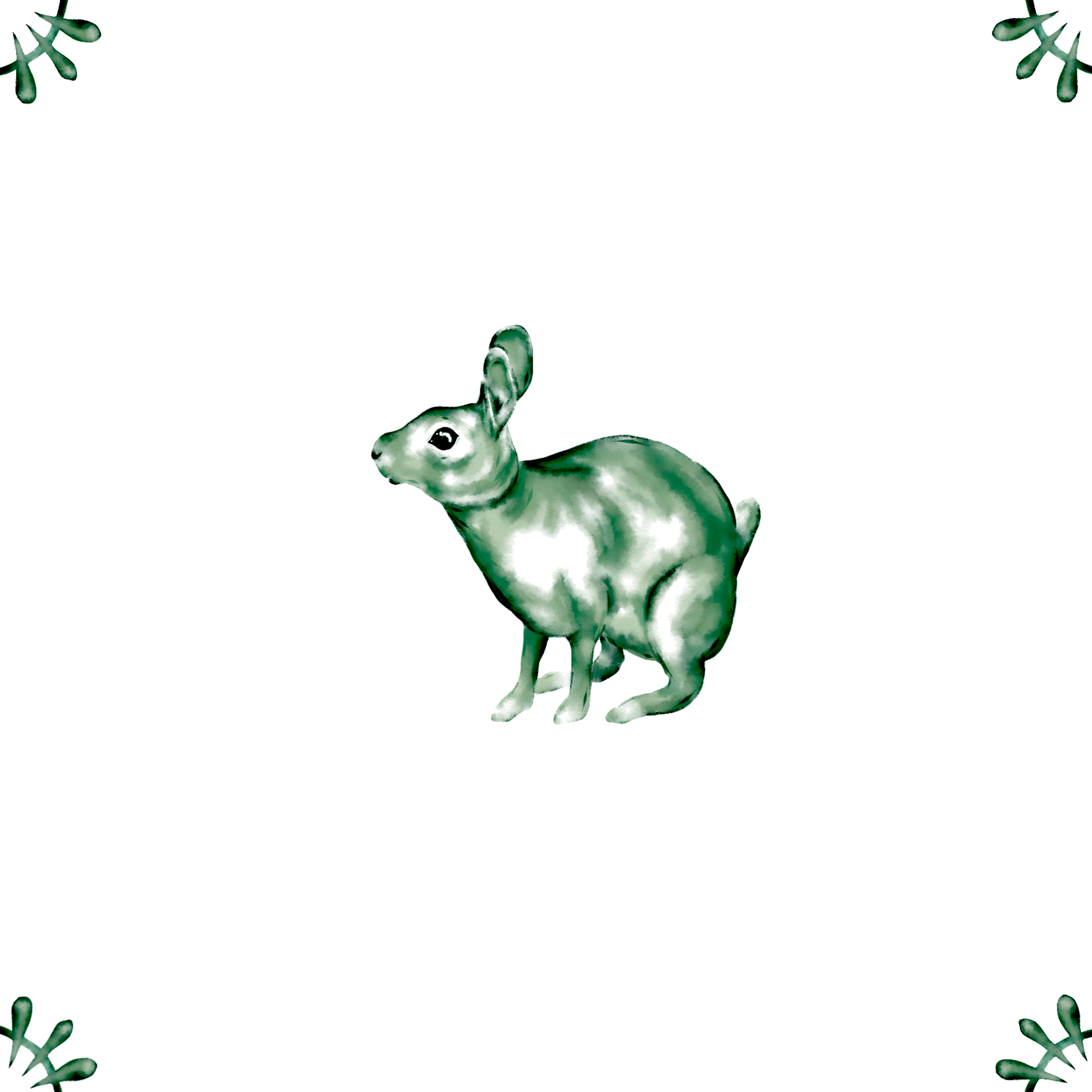 Delft Blue Ceramic Tile- Rabbit︱Bathroom Tile, Splashback, Kitchen Tiles, Modern Dutch Style