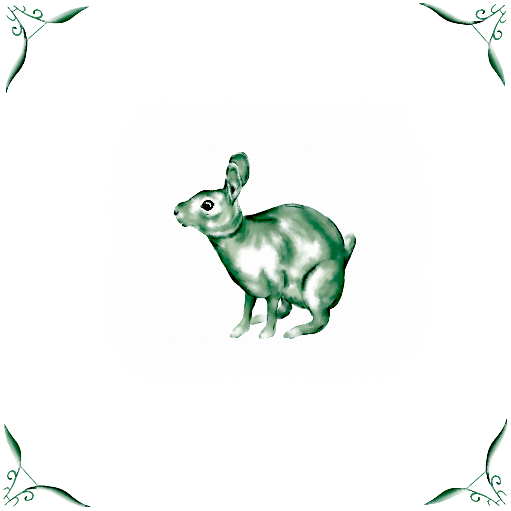 Delft Blue Ceramic Tile- Rabbit︱Bathroom Tile, Splashback, Kitchen Tiles, Modern Dutch Style