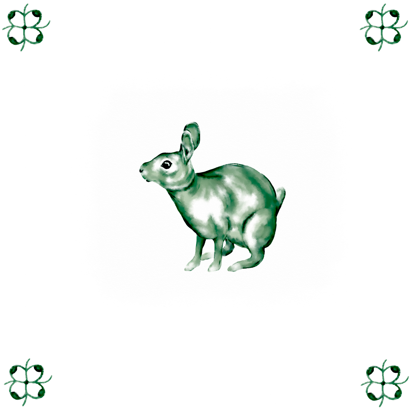 Delft Blue Ceramic Tile- Rabbit︱Bathroom Tile, Splashback, Kitchen Tiles, Modern Dutch Style