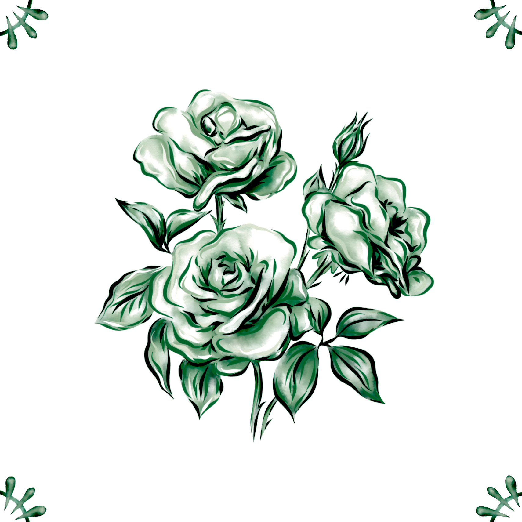 Delft Blue Ceramic Tile- Rose︱Bathroom Tile, Splashback, Kitchen Tiles, Modern Dutch Style