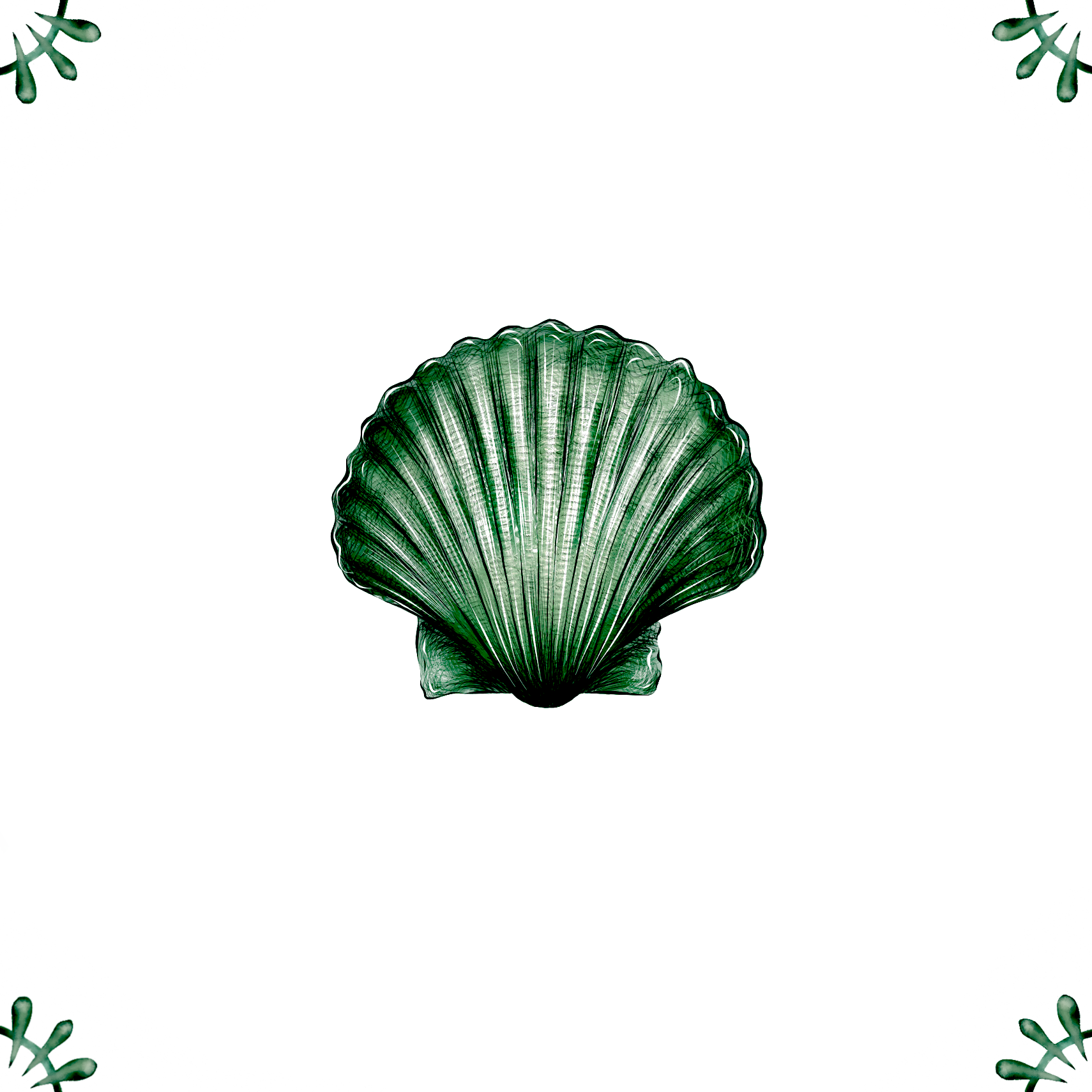 Delft Blue Ceramic Tile- Scallop Shell︱Bathroom Tile, Splashback, Kitchen Tiles, Modern Dutch Style