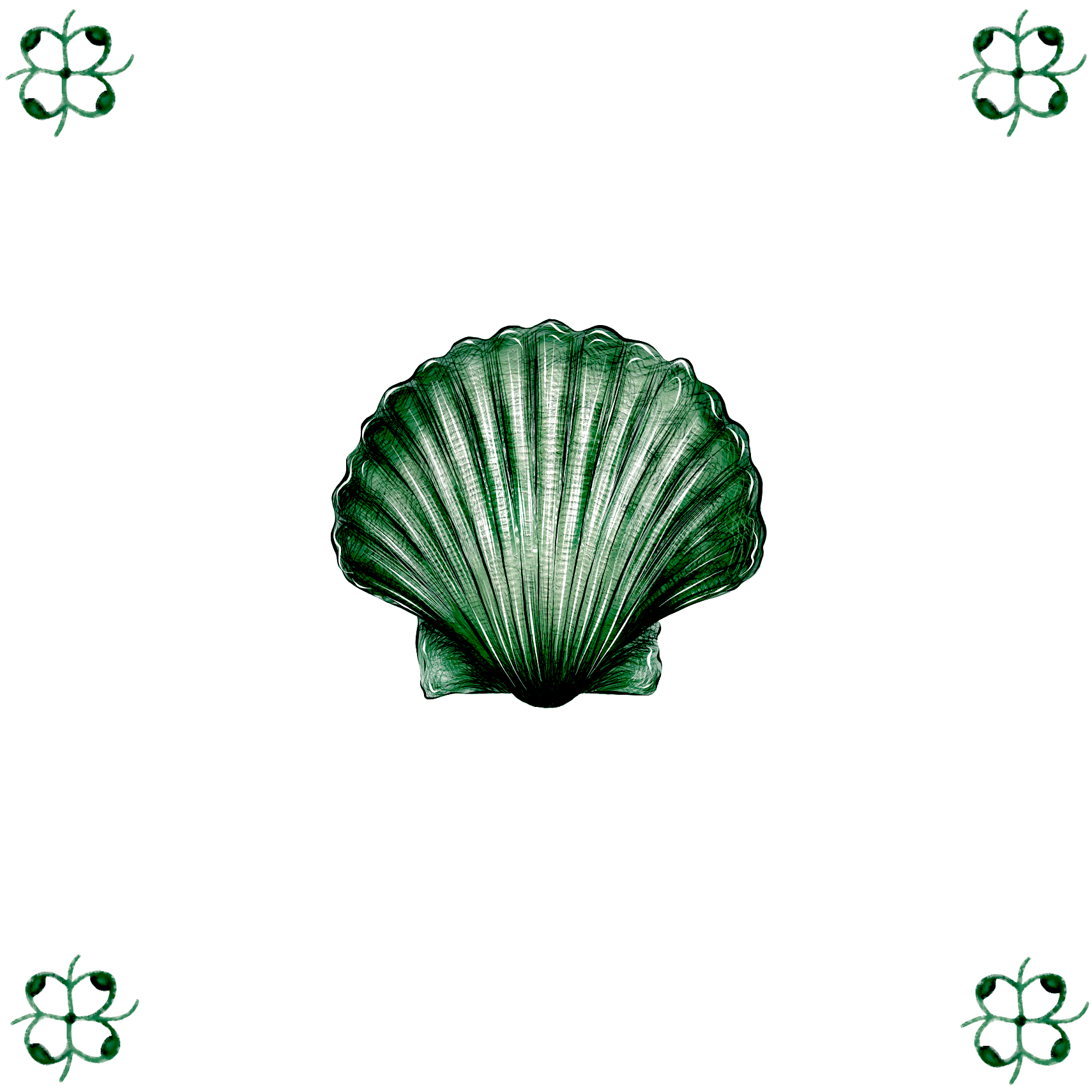 Delft Blue Ceramic Tile- Scallop Shell︱Bathroom Tile, Splashback, Kitchen Tiles, Modern Dutch Style