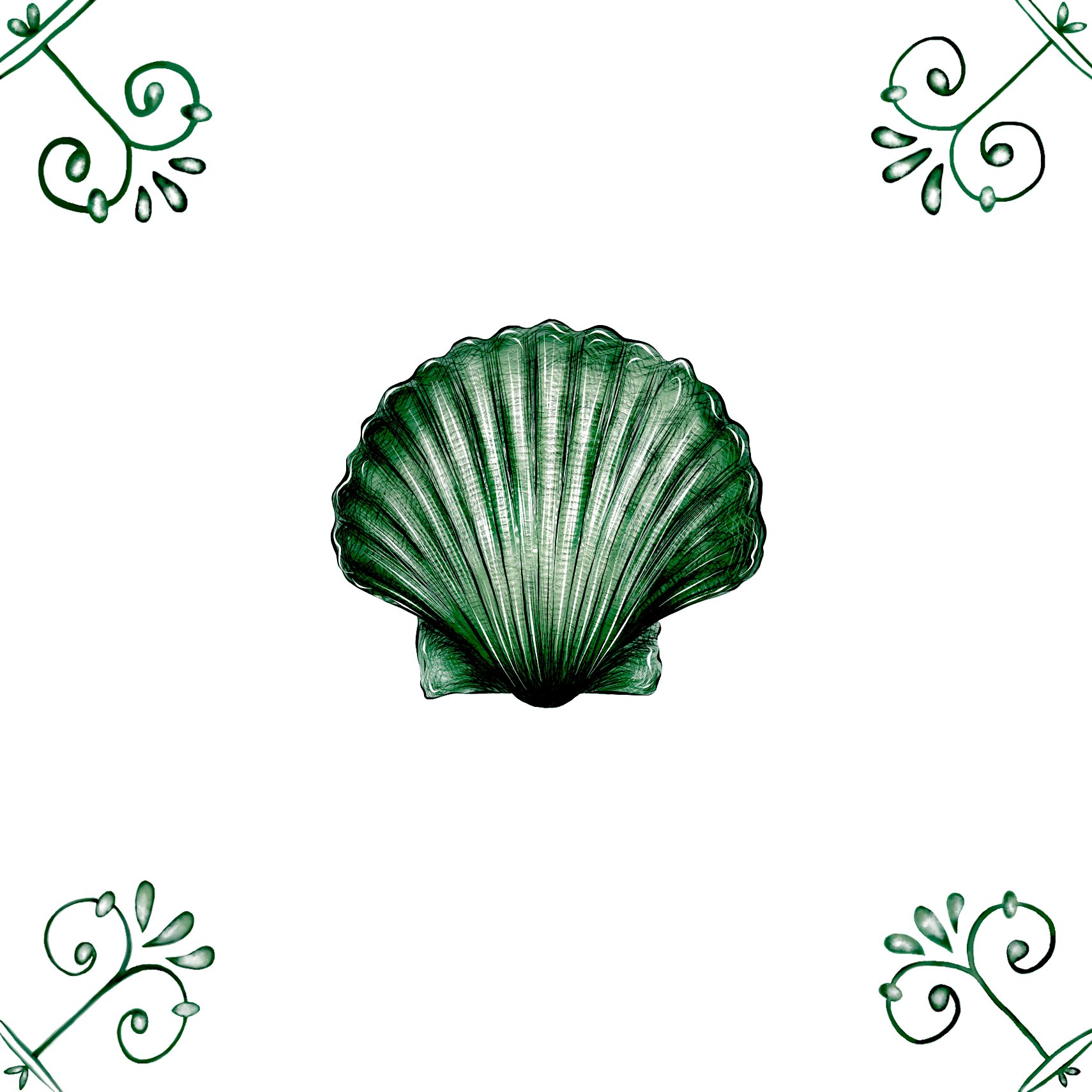 Delft Blue Ceramic Tile- Scallop Shell︱Bathroom Tile, Splashback, Kitchen Tiles, Modern Dutch Style