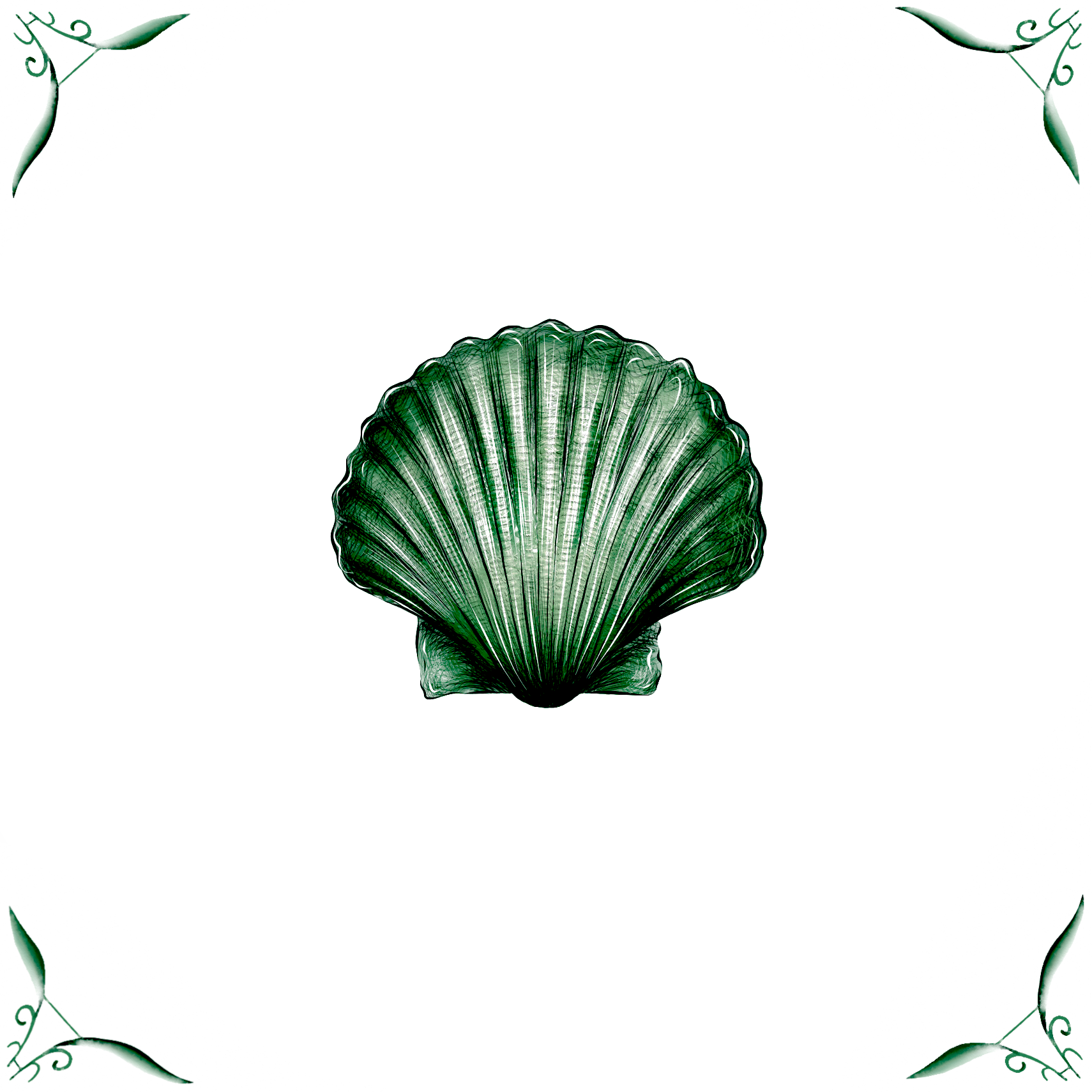 Delft Blue Ceramic Tile- Scallop Shell︱Bathroom Tile, Splashback, Kitchen Tiles, Modern Dutch Style