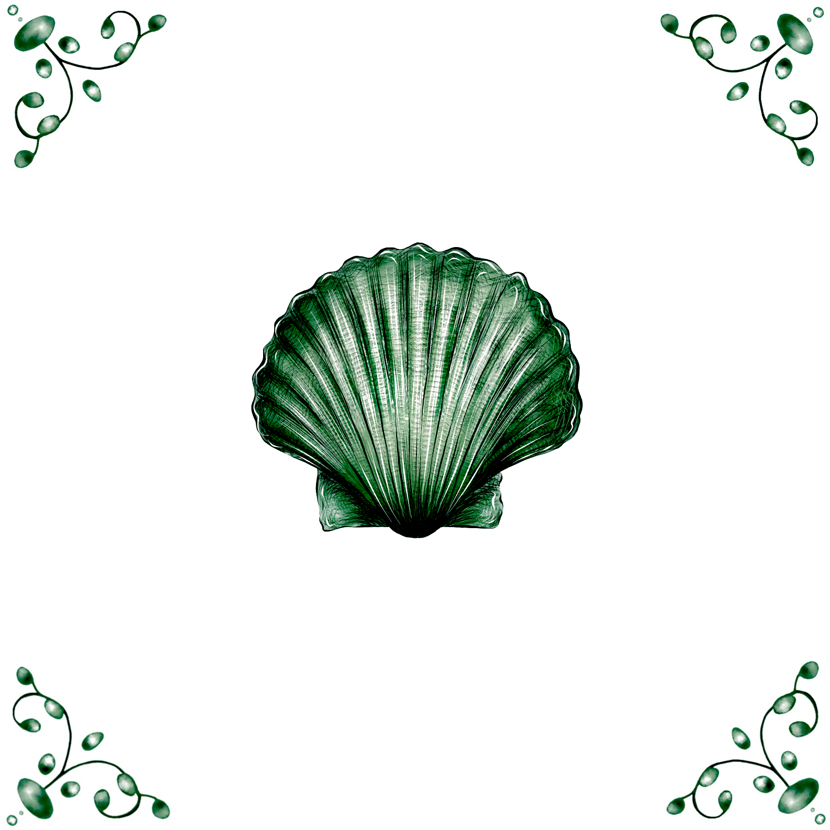 Delft Blue Ceramic Tile- Scallop Shell︱Bathroom Tile, Splashback, Kitchen Tiles, Modern Dutch Style