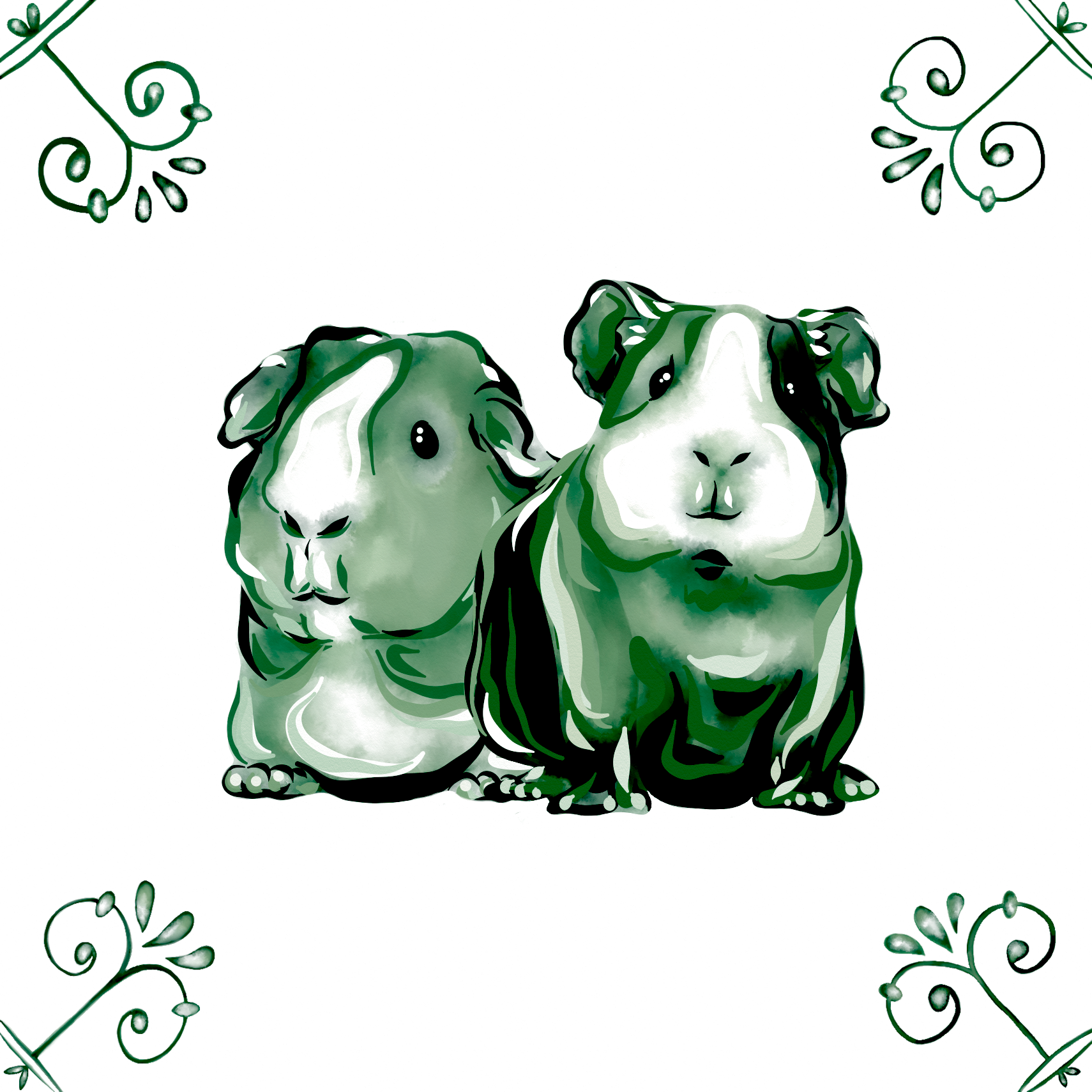 Delft Blue Ceramic Tile- Guinea Pigs︱Bathroom Tile, Splashback, Kitchen Tiles, Modern Dutch Style