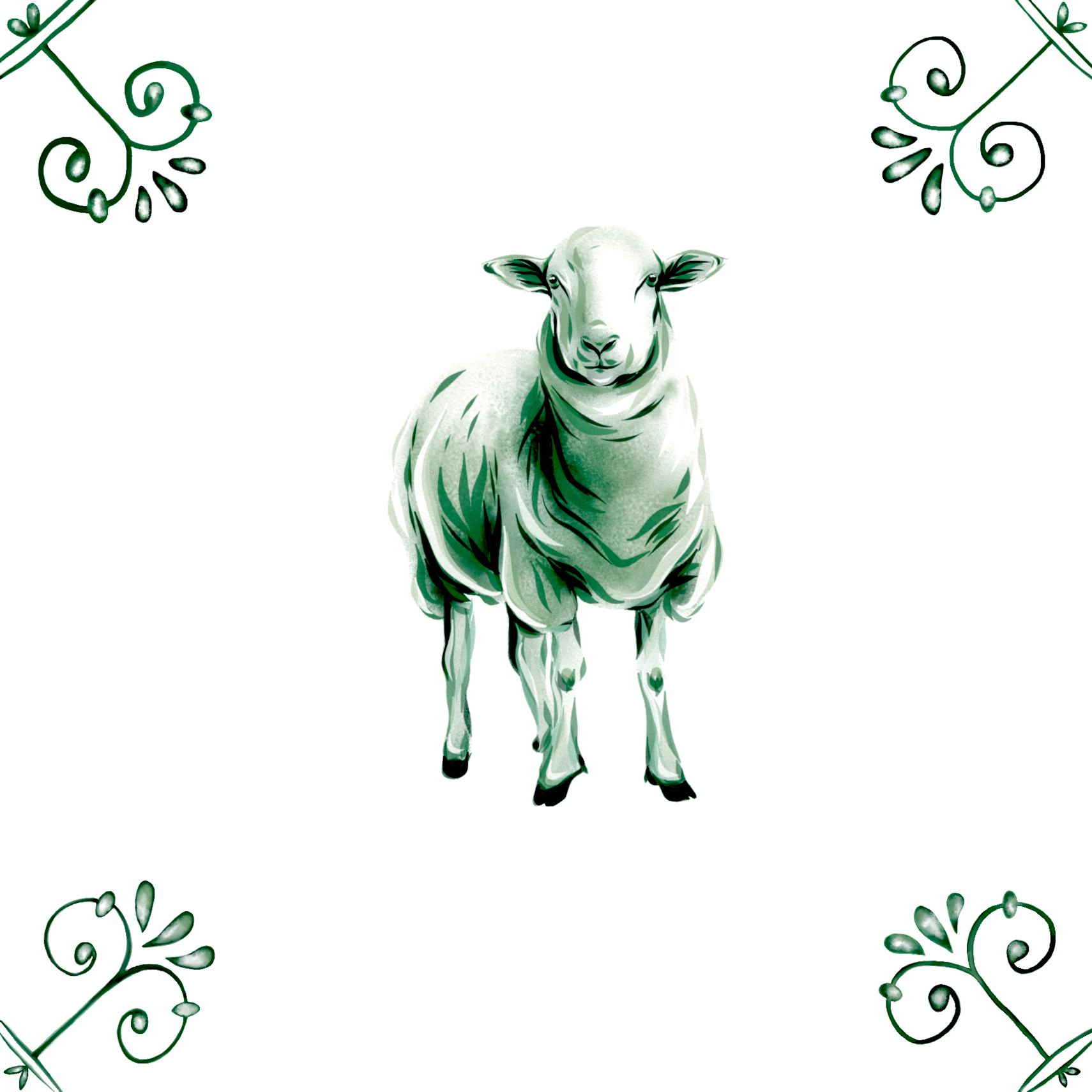 Delft Blue Ceramic Tile- Sheep︱Bathroom Tile, Splashback, Kitchen Tiles, Modern Dutch Style