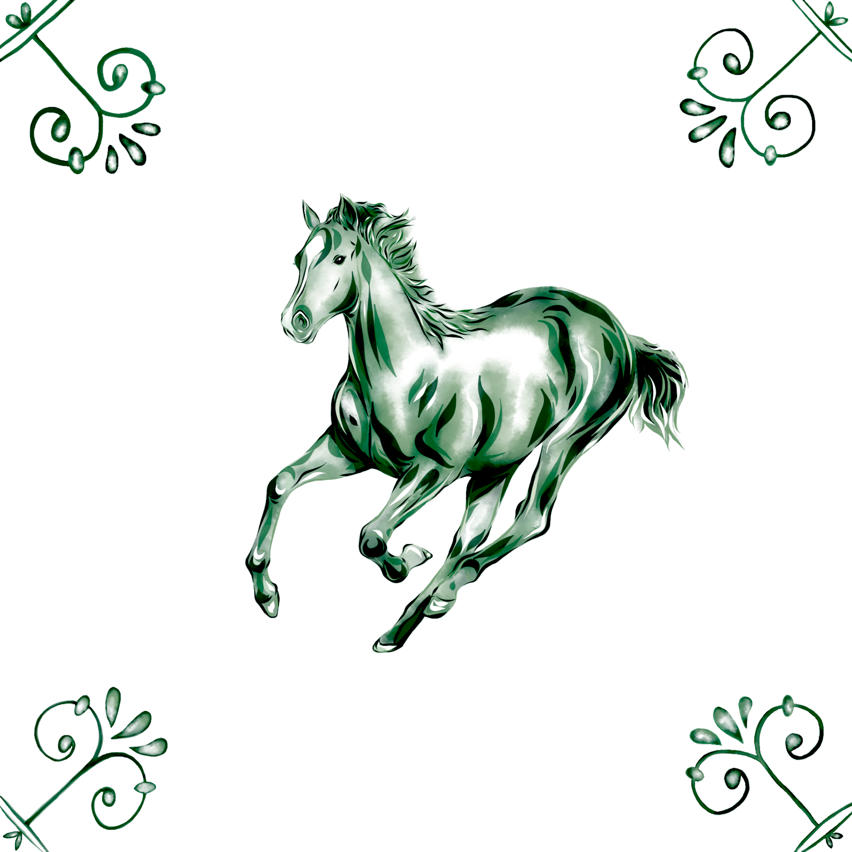 Delft Blue Ceramic Tile- Horse︱Bathroom Tile, Splashback, Kitchen Tiles, Modern Dutch Style