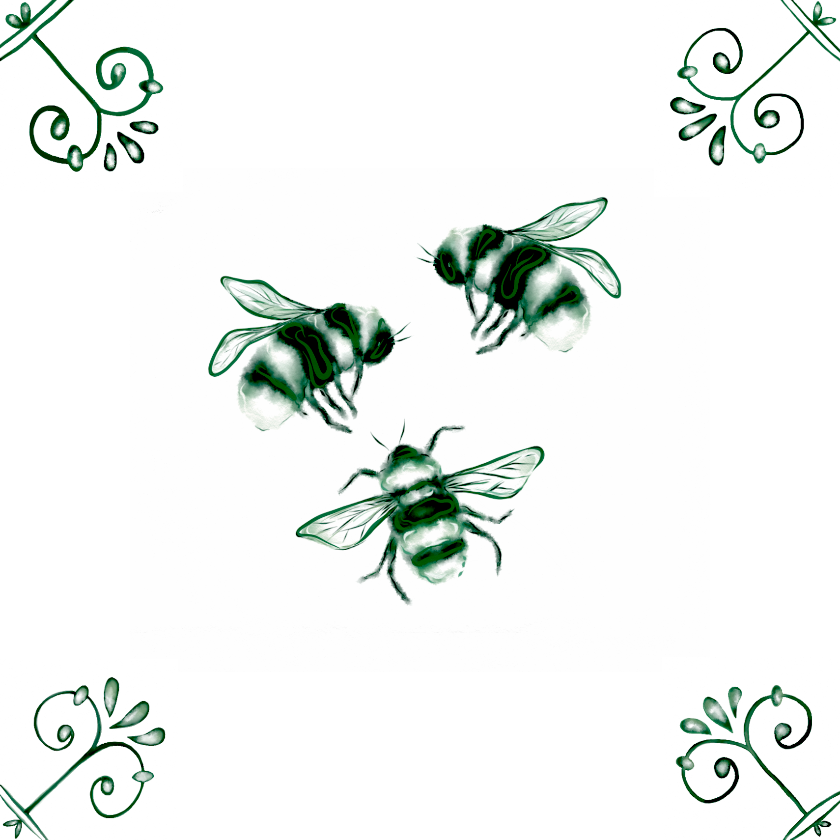 Delft Blue Ceramic Tile- Bees︱Bathroom Tile, Splashback, Kitchen Tiles, Modern Dutch Style