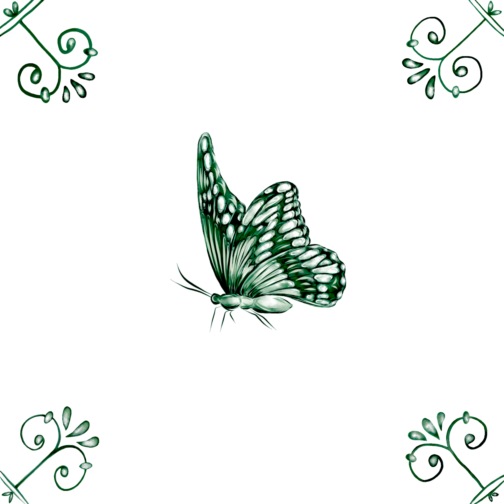 Delft Blue Ceramic Tile- Monarch Butterfly︱Bathroom Tile, Splashback, Kitchen Tiles, Modern Dutch Style