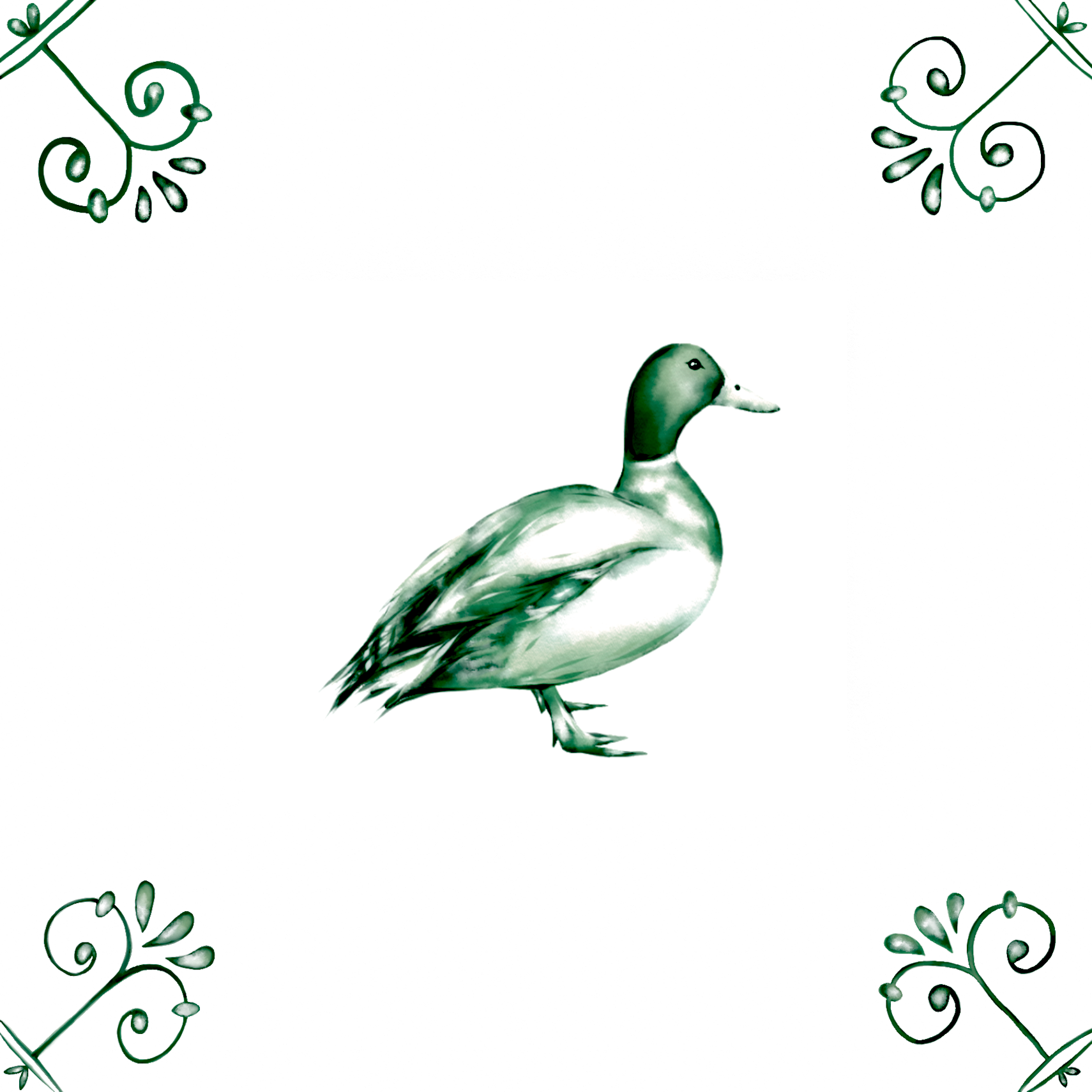 Delft Blue Ceramic Tile- Mallard Duck︱Bathroom Tile, Splashback, Kitchen Tiles, Modern Dutch Style