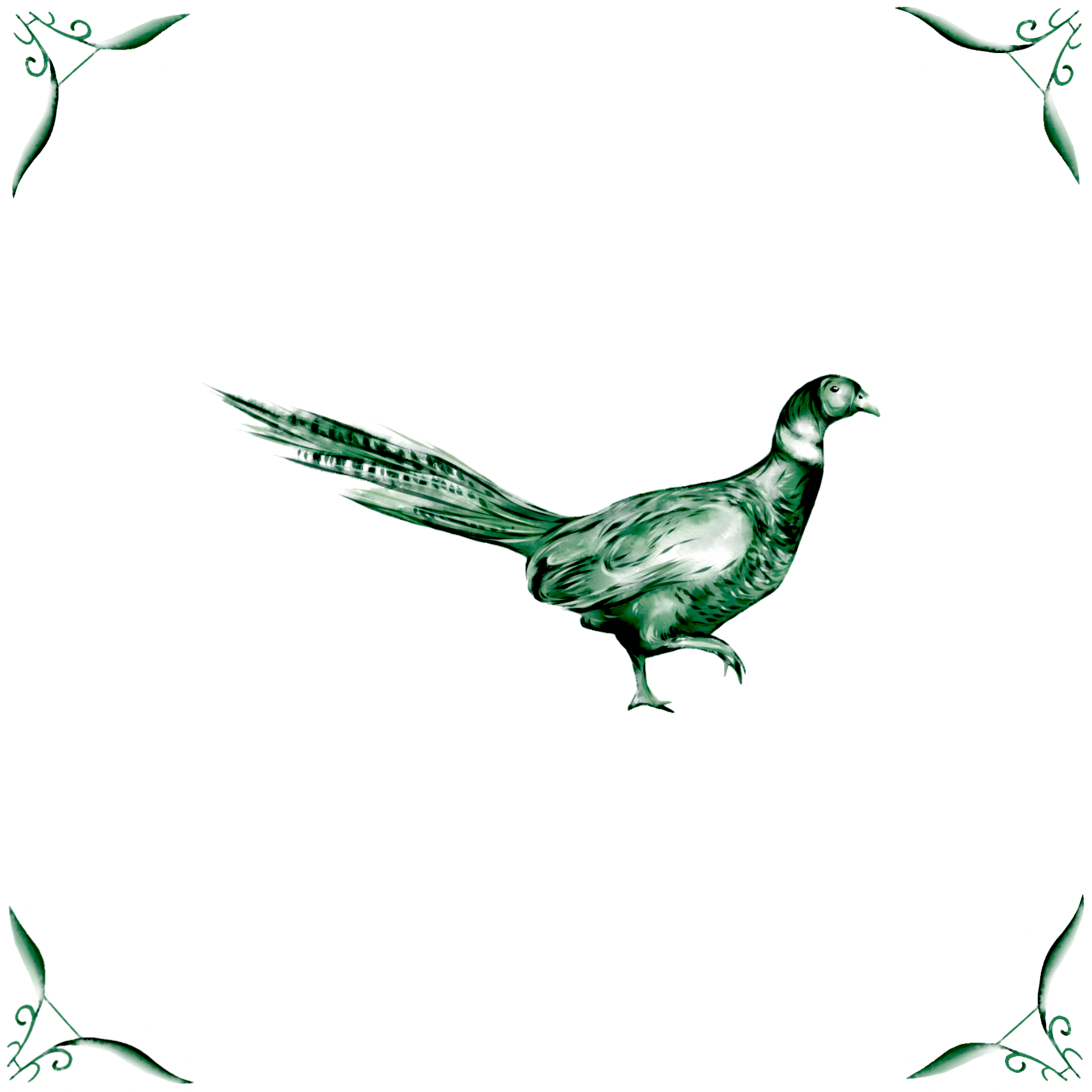 Delft Blue Ceramic Tile- Pheasant︱Bathroom Tile, Splashback, Kitchen Tiles, Modern Dutch Style