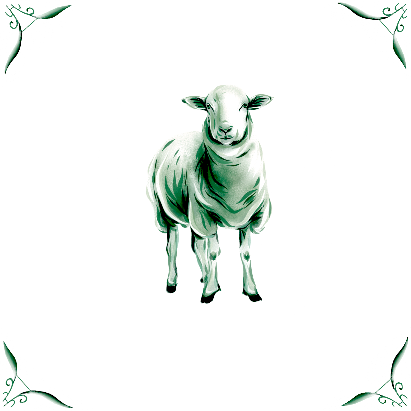 Delft Blue Ceramic Tile- Sheep︱Bathroom Tile, Splashback, Kitchen Tiles, Modern Dutch Style