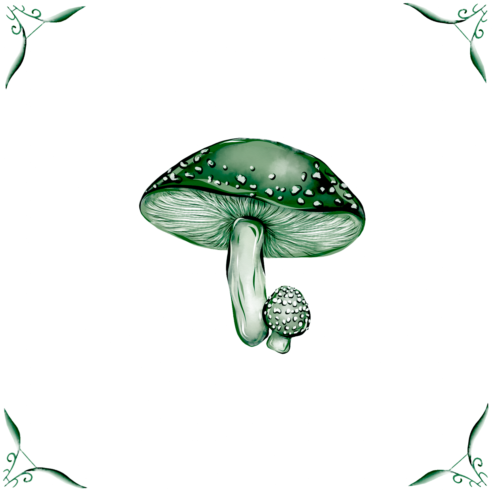 Delft Blue Ceramic Tile- Mushroom︱Bathroom Tile, Splashback, Kitchen Tiles, Modern Dutch Style
