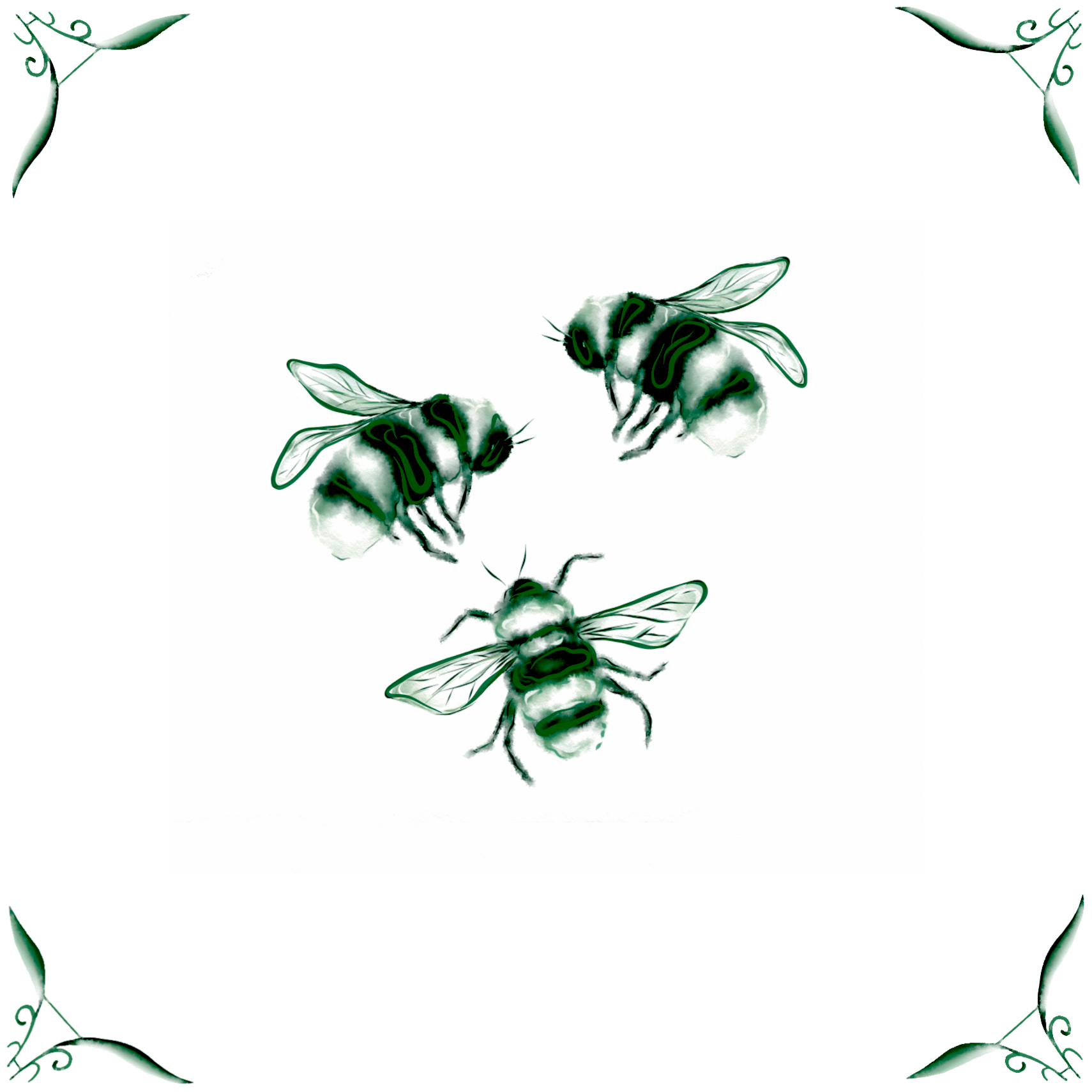 Delft Blue Ceramic Tile- Bees︱Bathroom Tile, Splashback, Kitchen Tiles, Modern Dutch Style