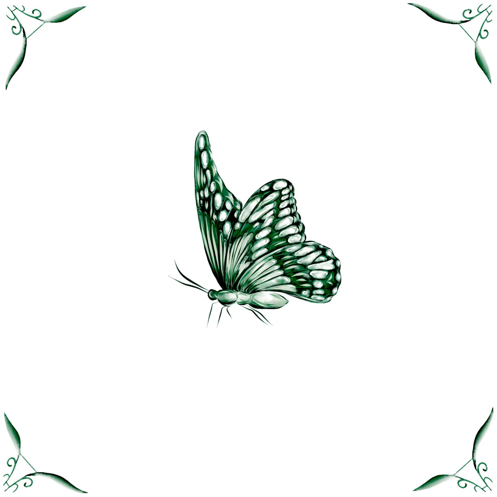 Delft Blue Ceramic Tile- Monarch Butterfly︱Bathroom Tile, Splashback, Kitchen Tiles, Modern Dutch Style