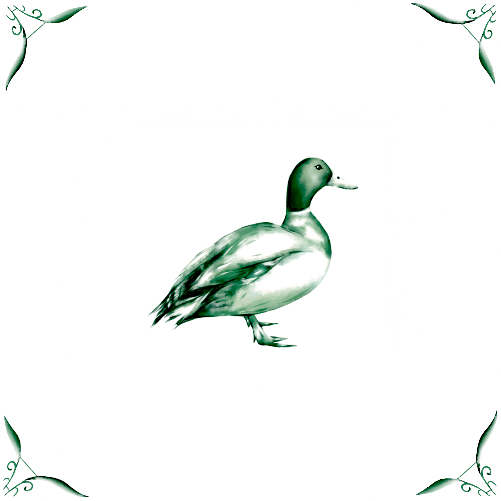 Delft Blue Ceramic Tile- Mallard Duck︱Bathroom Tile, Splashback, Kitchen Tiles, Modern Dutch Style