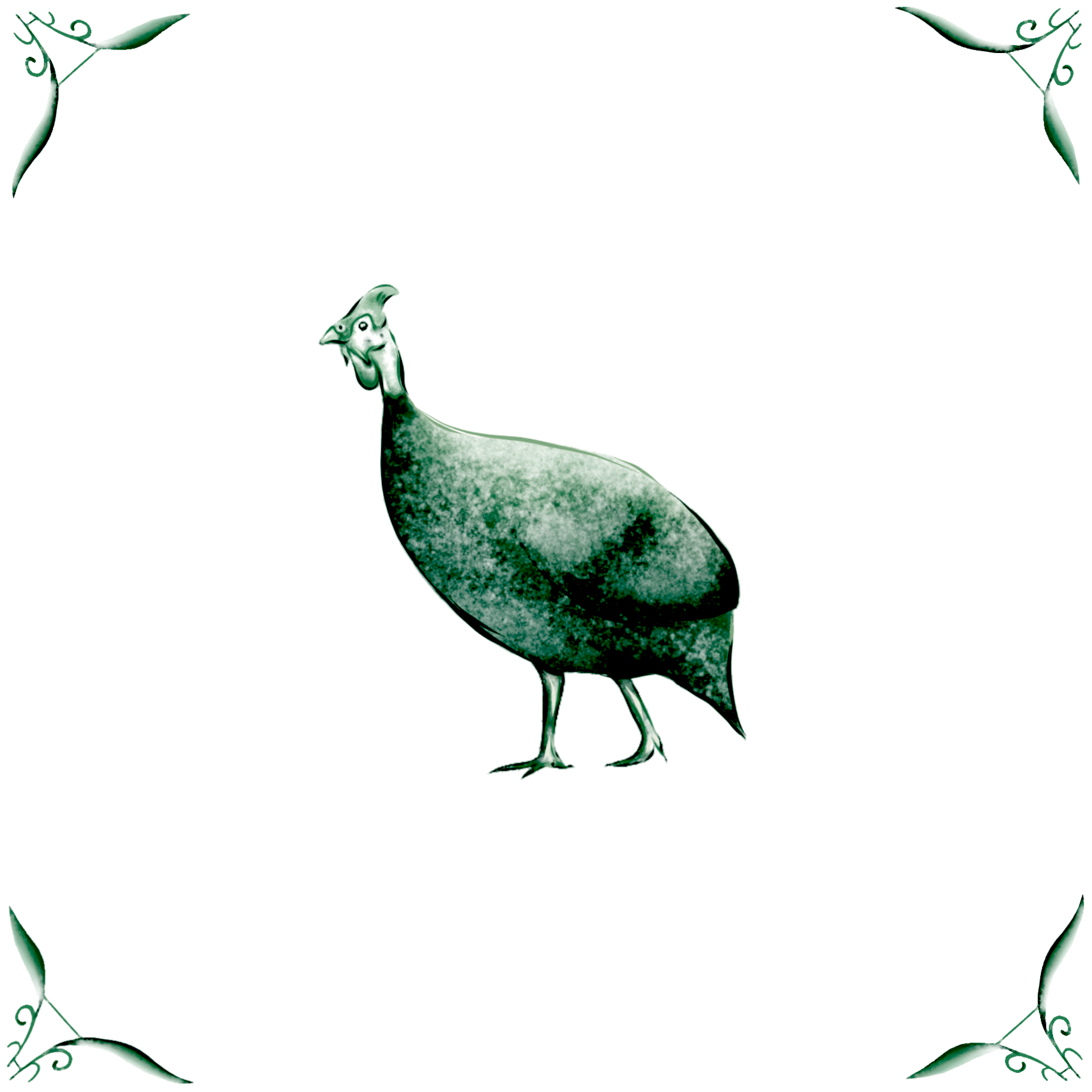 Delft Blue Ceramic Tile- Guinea Fowl︱Bathroom Tile, Splashback, Kitchen Tiles, Modern Dutch Style