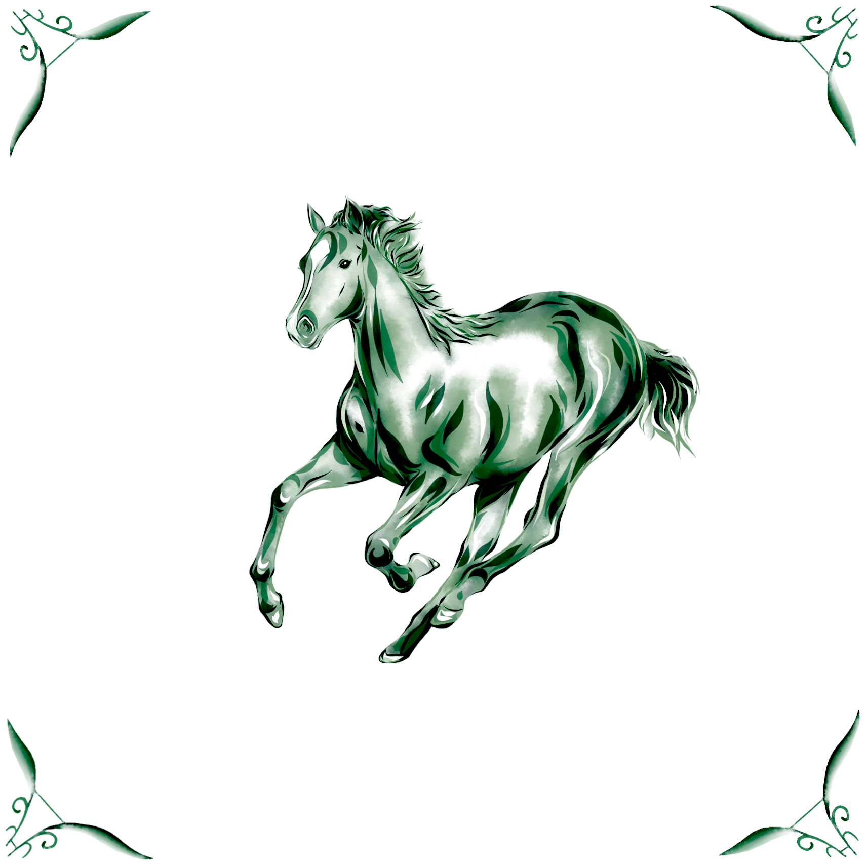 Delft Blue Ceramic Tile- Horse︱Bathroom Tile, Splashback, Kitchen Tiles, Modern Dutch Style
