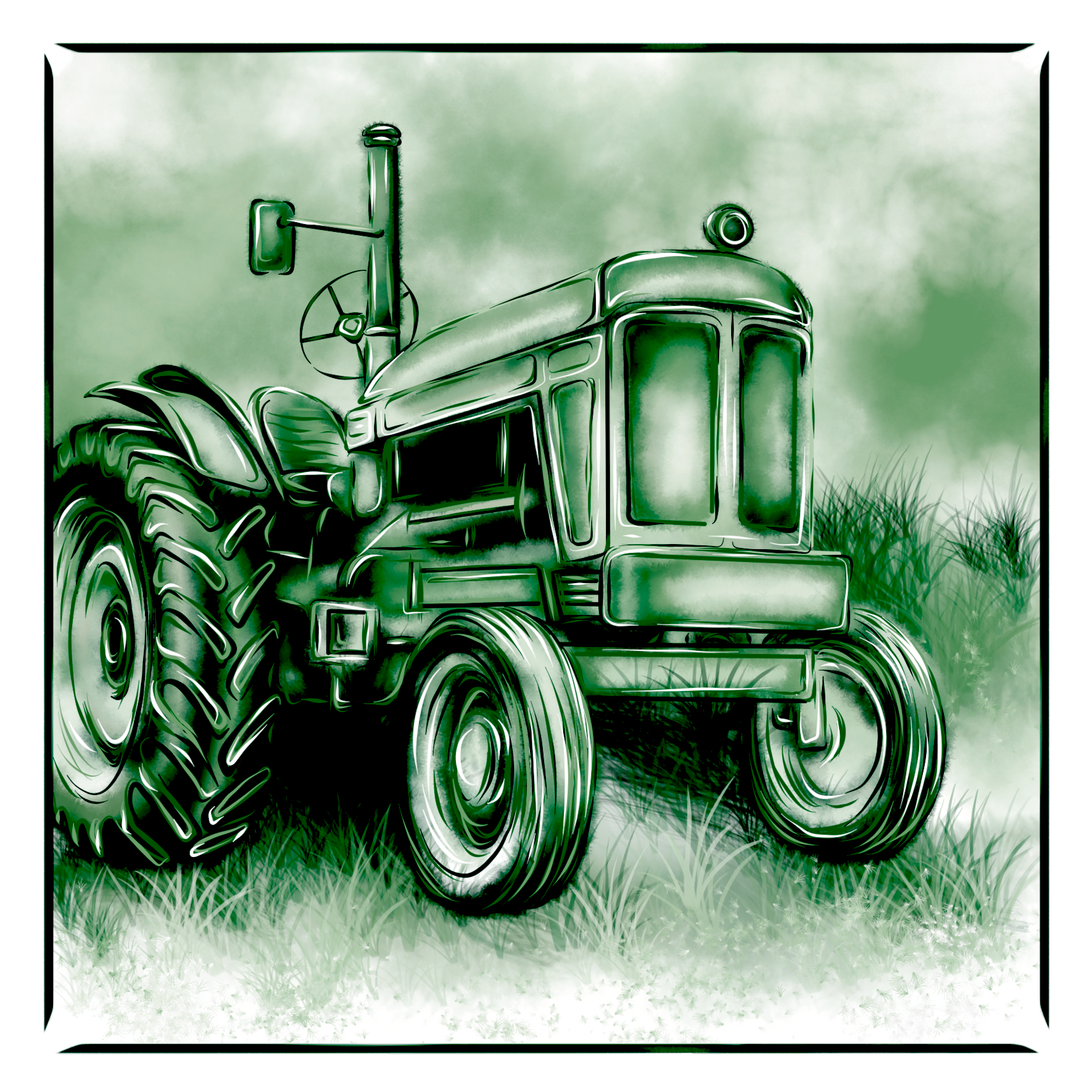 Delft Blue Ceramic Tile- Tractor Farm Scene︱Bathroom Tile, Splashback, Kitchen Tiles, Modern Dutch Style