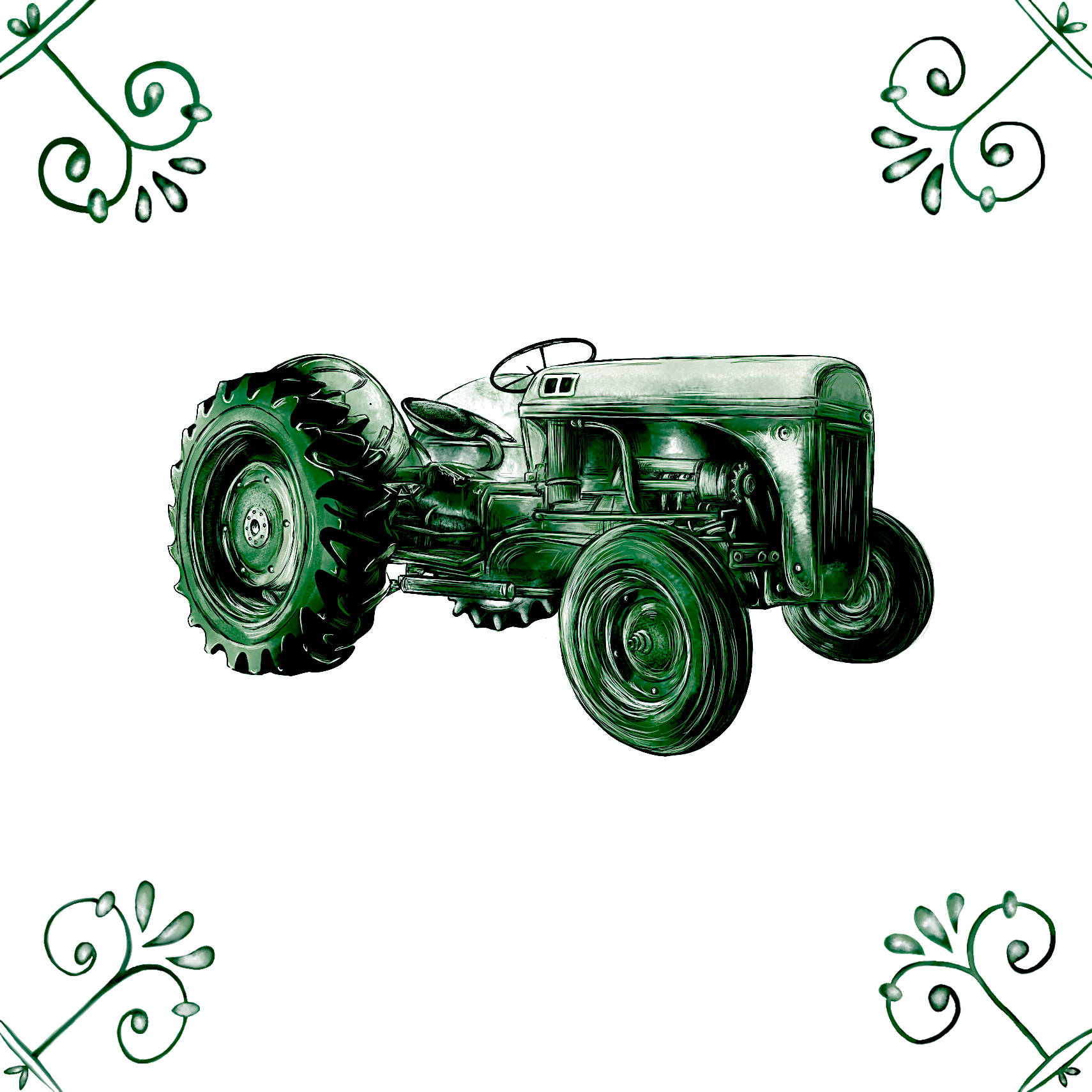 Delft Blue Ceramic Tile- Tractor︱Bathroom Tile, Splashback, Kitchen Tiles, Modern Dutch Style