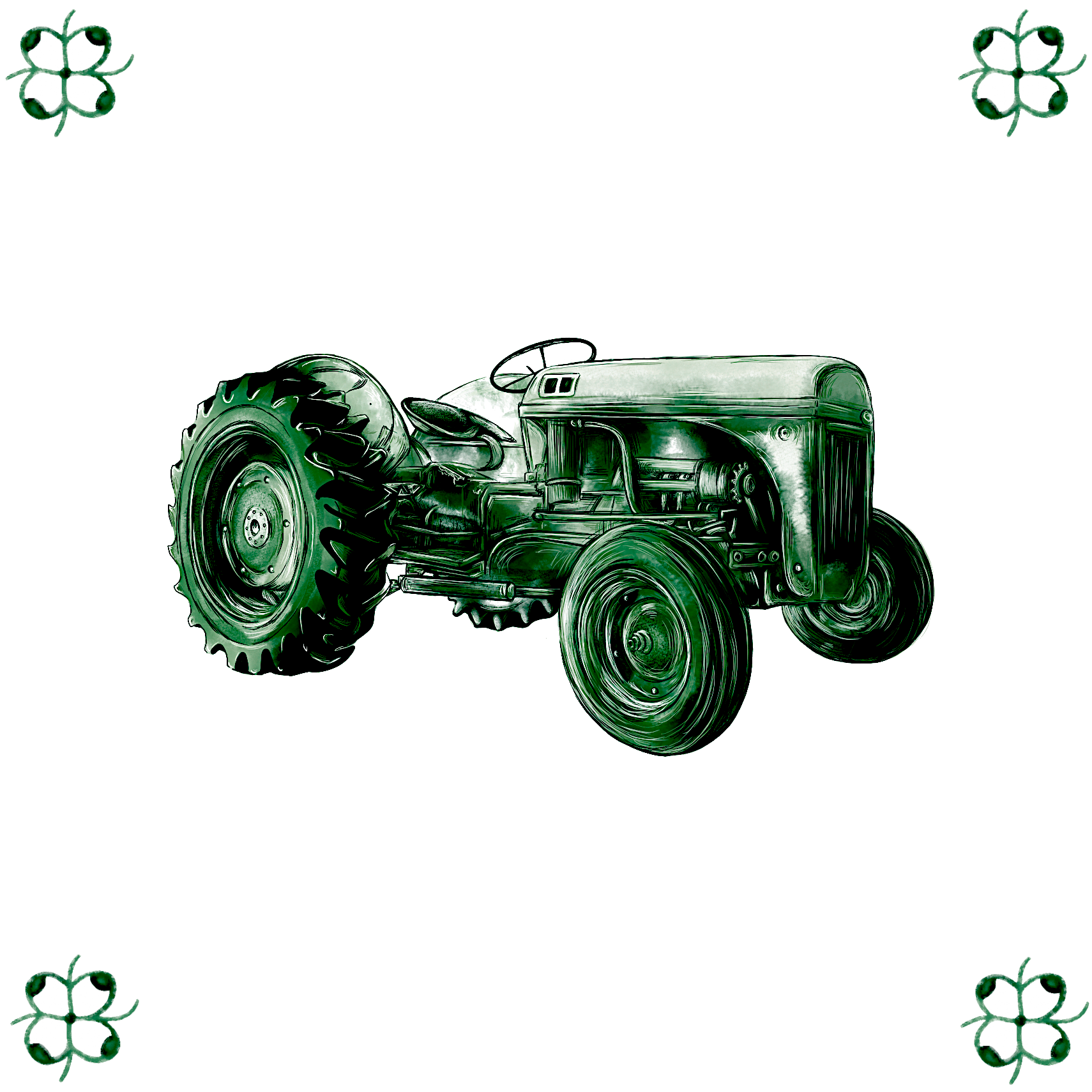 Delft Blue Ceramic Tile- Tractor︱Bathroom Tile, Splashback, Kitchen Tiles, Modern Dutch Style