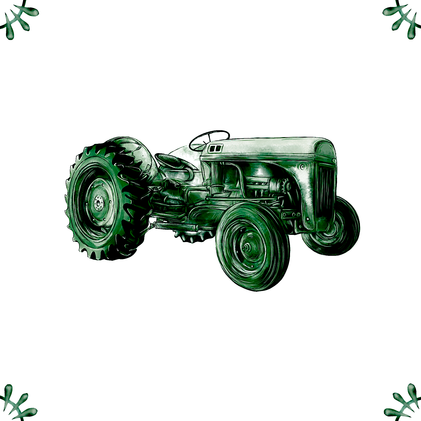 Delft Blue Ceramic Tile- Tractor︱Bathroom Tile, Splashback, Kitchen Tiles, Modern Dutch Style