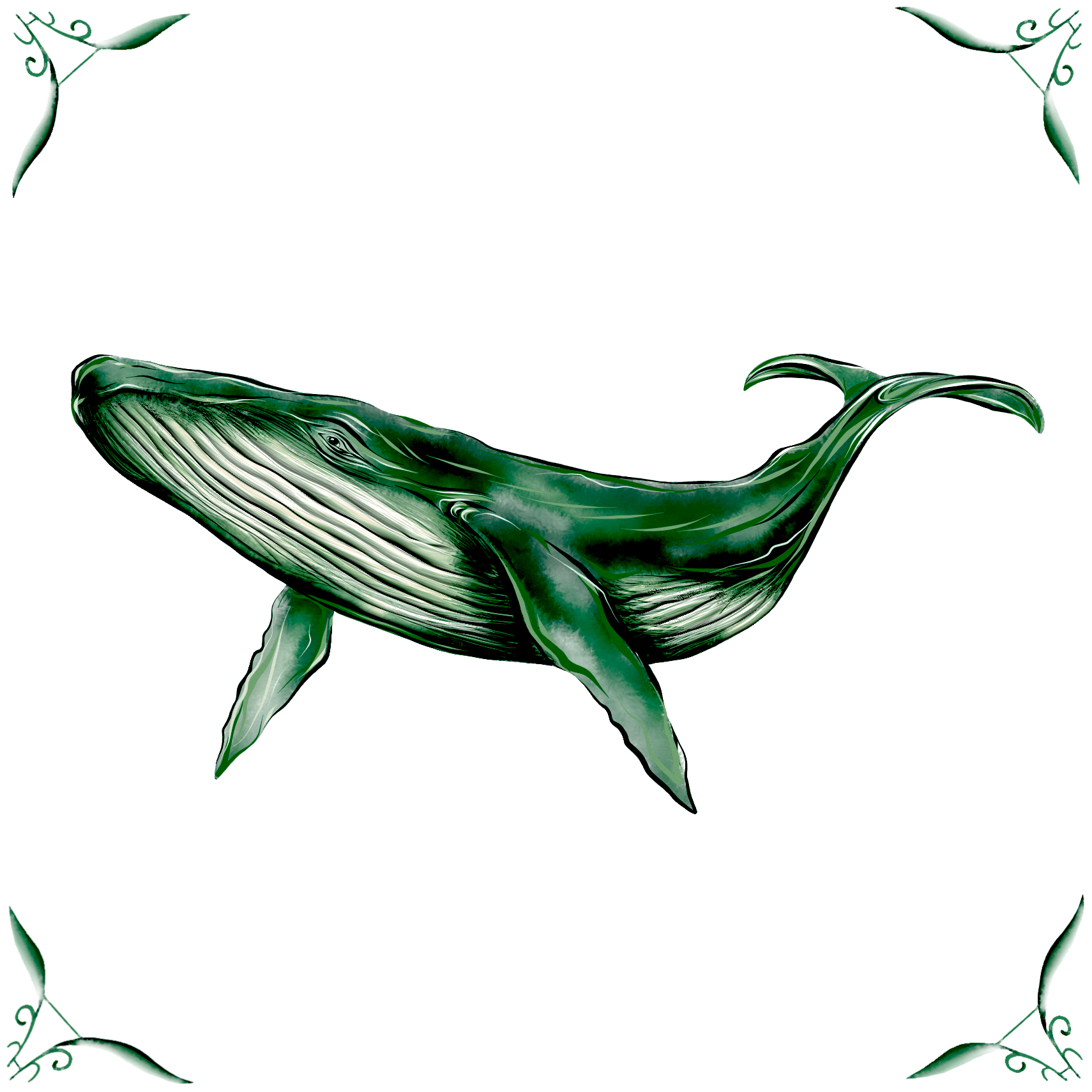 Delft Blue Ceramic Tile- Blue Whale︱Bathroom Tile, Splashback, Kitchen Tiles, Modern Dutch Style
