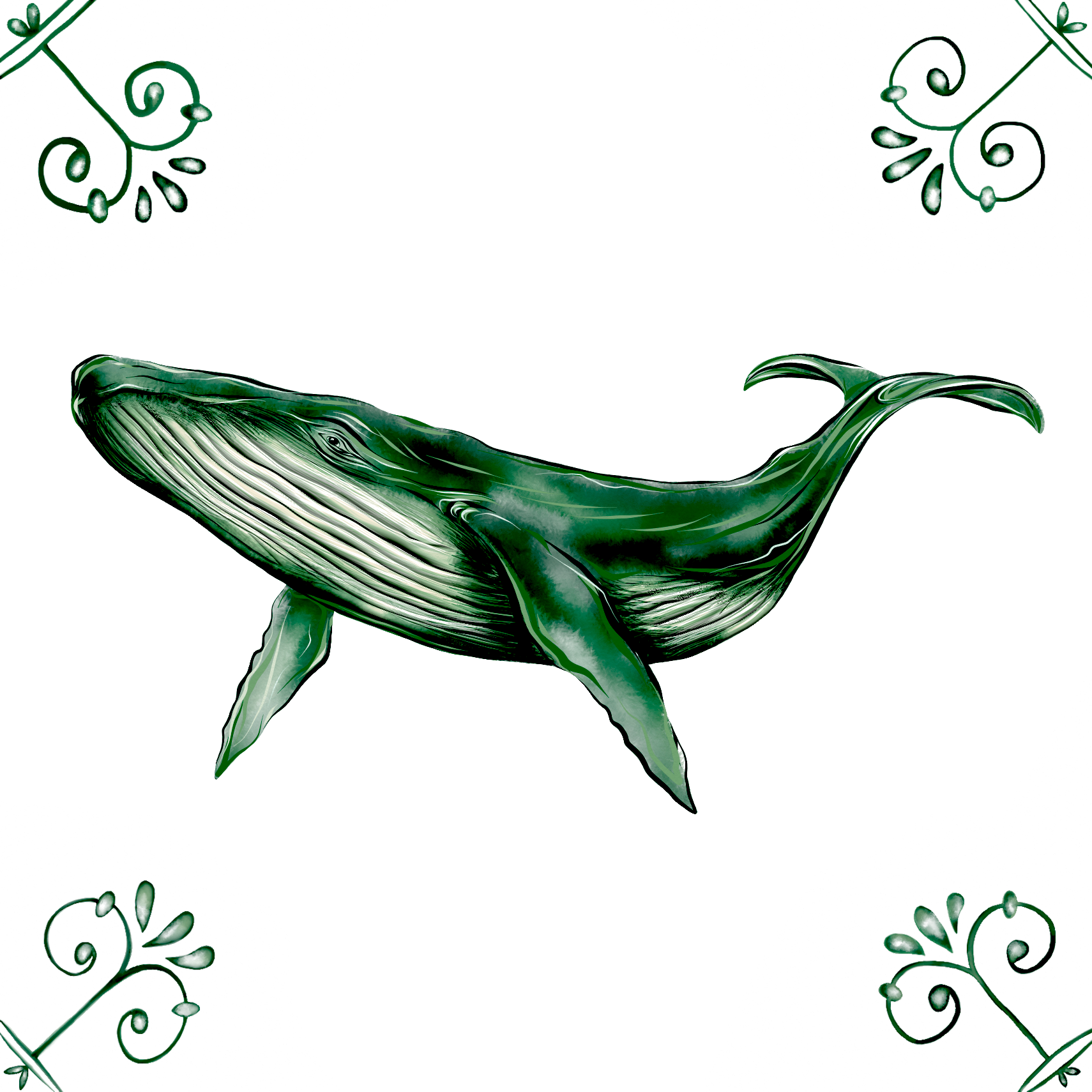 Delft Blue Ceramic Tile- Blue Whale︱Bathroom Tile, Splashback, Kitchen Tiles, Modern Dutch Style